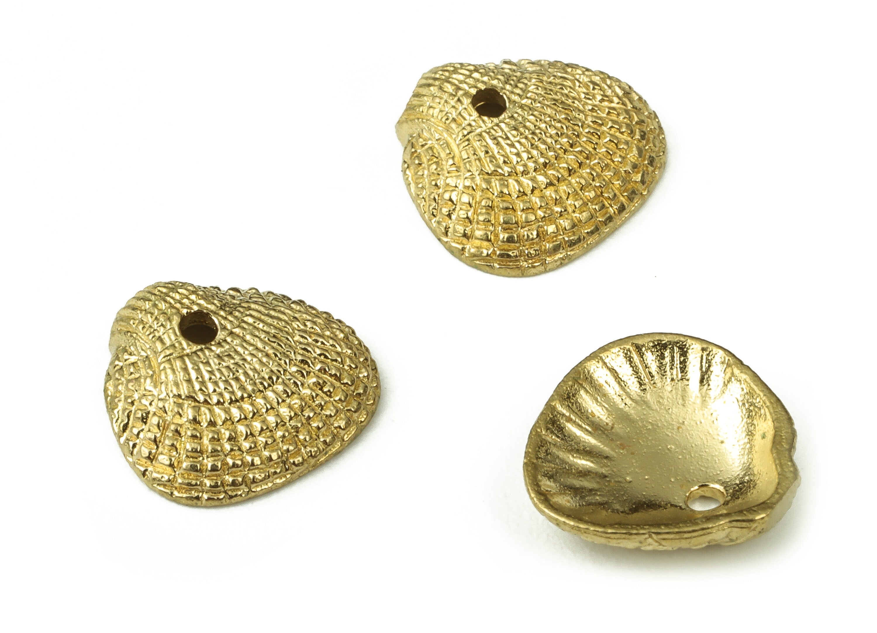 Raw Brass Sea Shell Charm Pendant – Sea Shell Charms - Brass Sea Shell Earrings Charms - Jewelry Making Supplies - 10.07x9.78x1.36mm- PP4400 - DOMEDBAZAAR