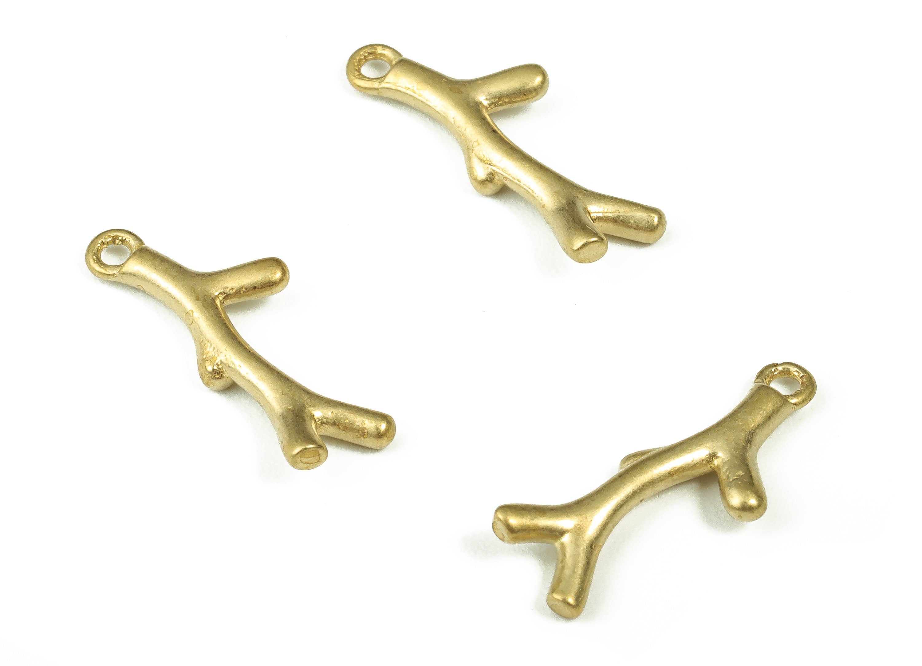 Raw Brass Tree Branch Earring Charms - Brass Branch Pendant Charms – Earring Findings - Jewelry Making Supplies - 18.4x6.97x1.83mm- PP4403 - DOMEDBAZAAR