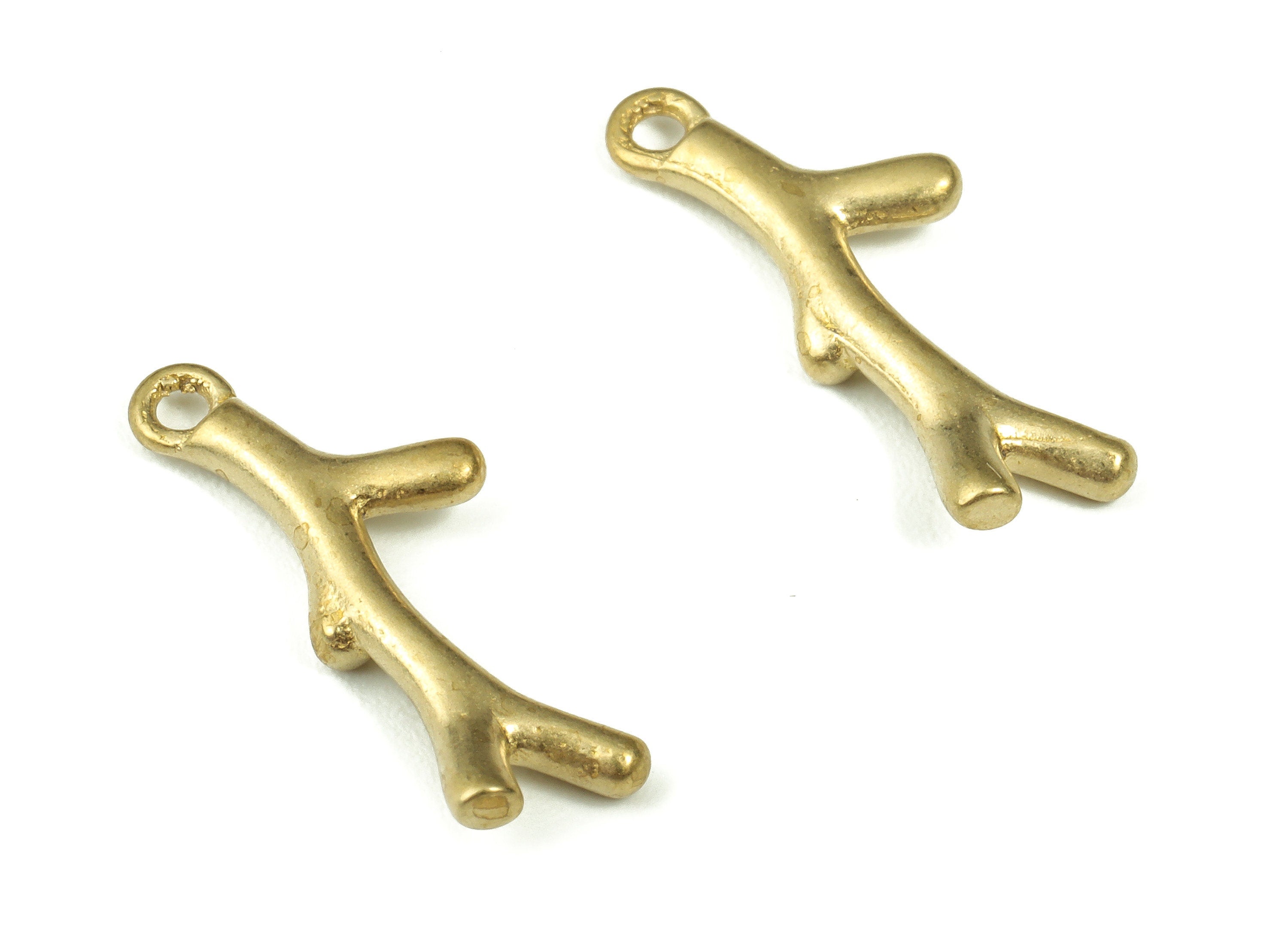 Raw Brass Tree Branch Earring Charms - Brass Branch Pendant Charms – Earring Findings - Jewelry Making Supplies - 18.4x6.97x1.83mm- PP4403 - DOMEDBAZAAR