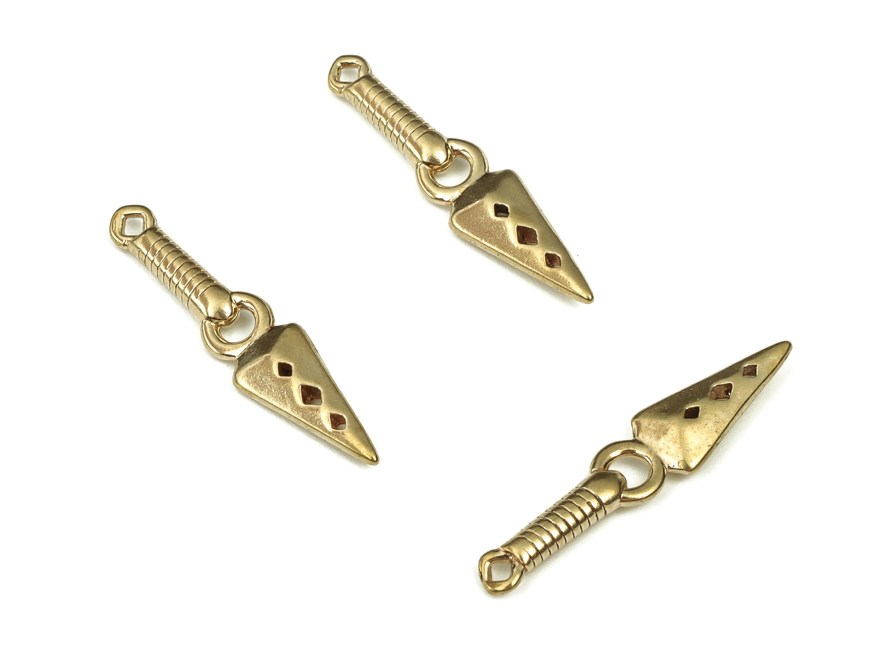 Raw Brass Gothic Dagger Earring Charms - Brass Sword Pendant – Earring Findings - Jewelry Making Supplies - 25.56x5.47x2.54mm - PP4374 - DOMEDBAZAAR
