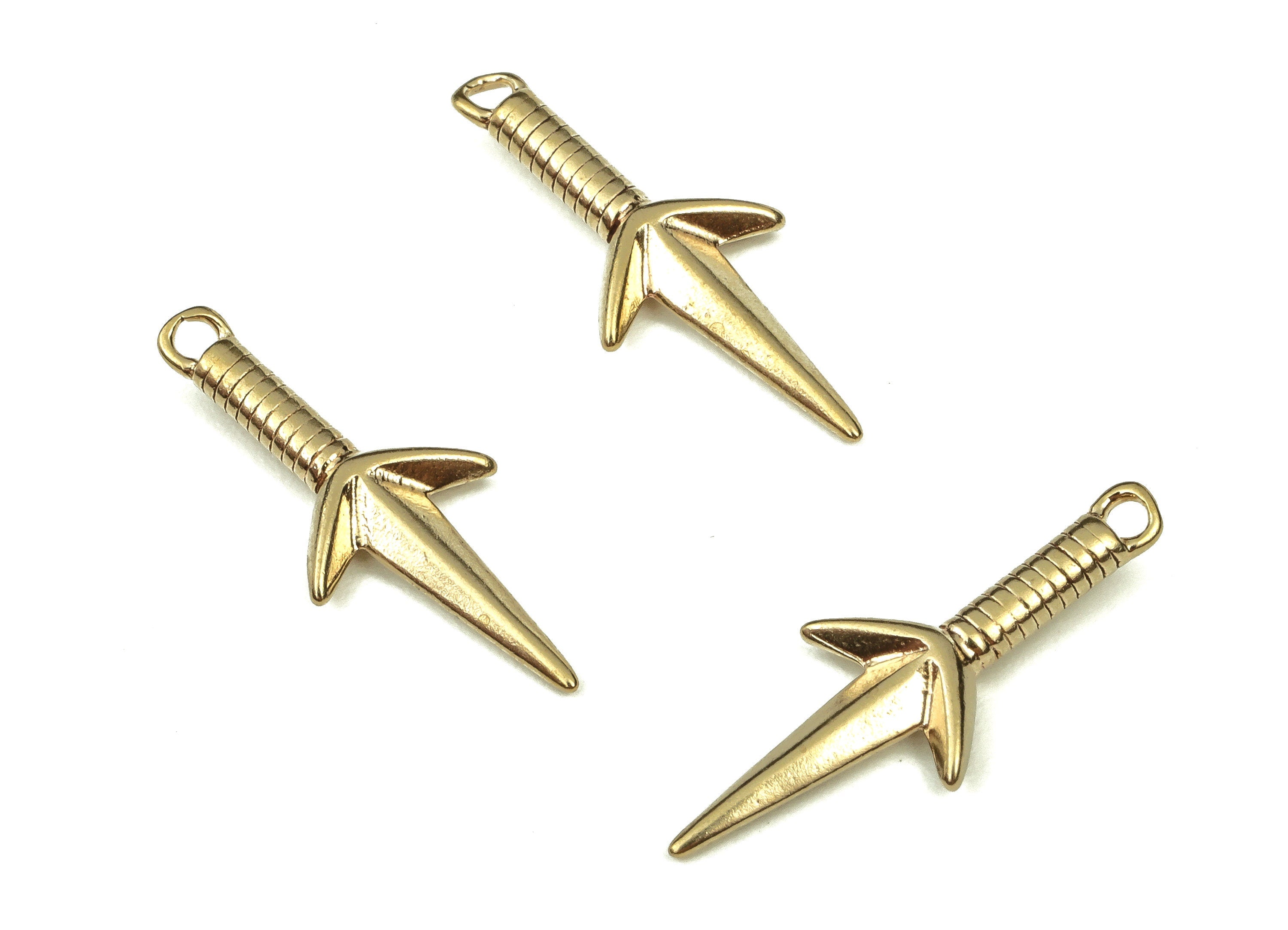 Raw Brass Dagger Pendant Charm - Sword Charm Necklace – Earring Charm – Jewelry Making Supplies - 1.7x21.07x8.57x2.32x0.58mm- PP4379 - DOMEDBAZAAR