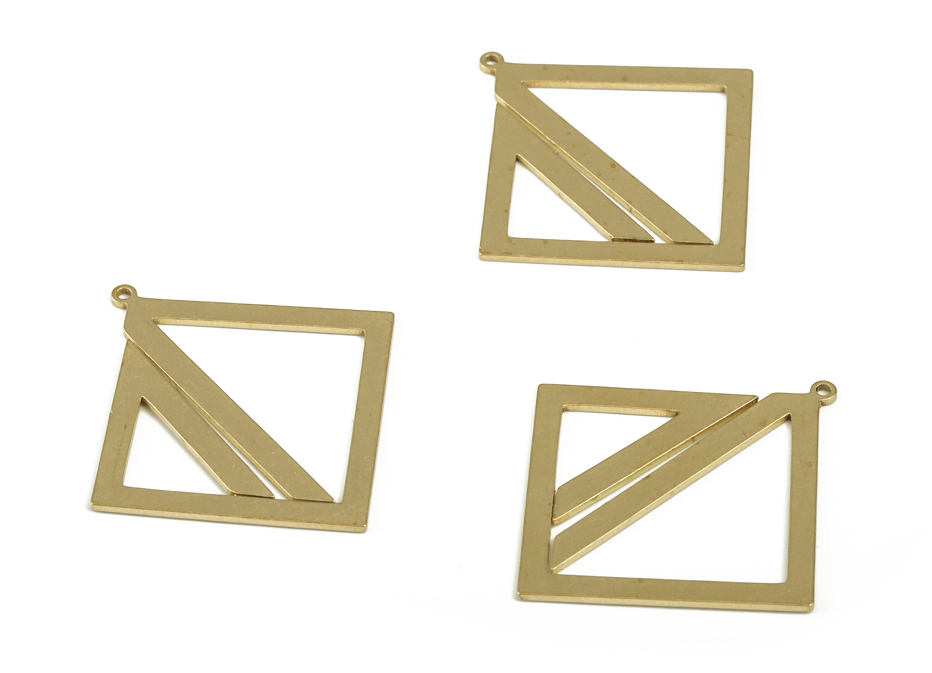 Square Triangles Pendant - Raw Brass Square Triangle Earring Charms - Earrings Finding - Jewelry Making Supplies - 33.85x31.9x0.8mm - PP4191 - DOMEDBAZAAR