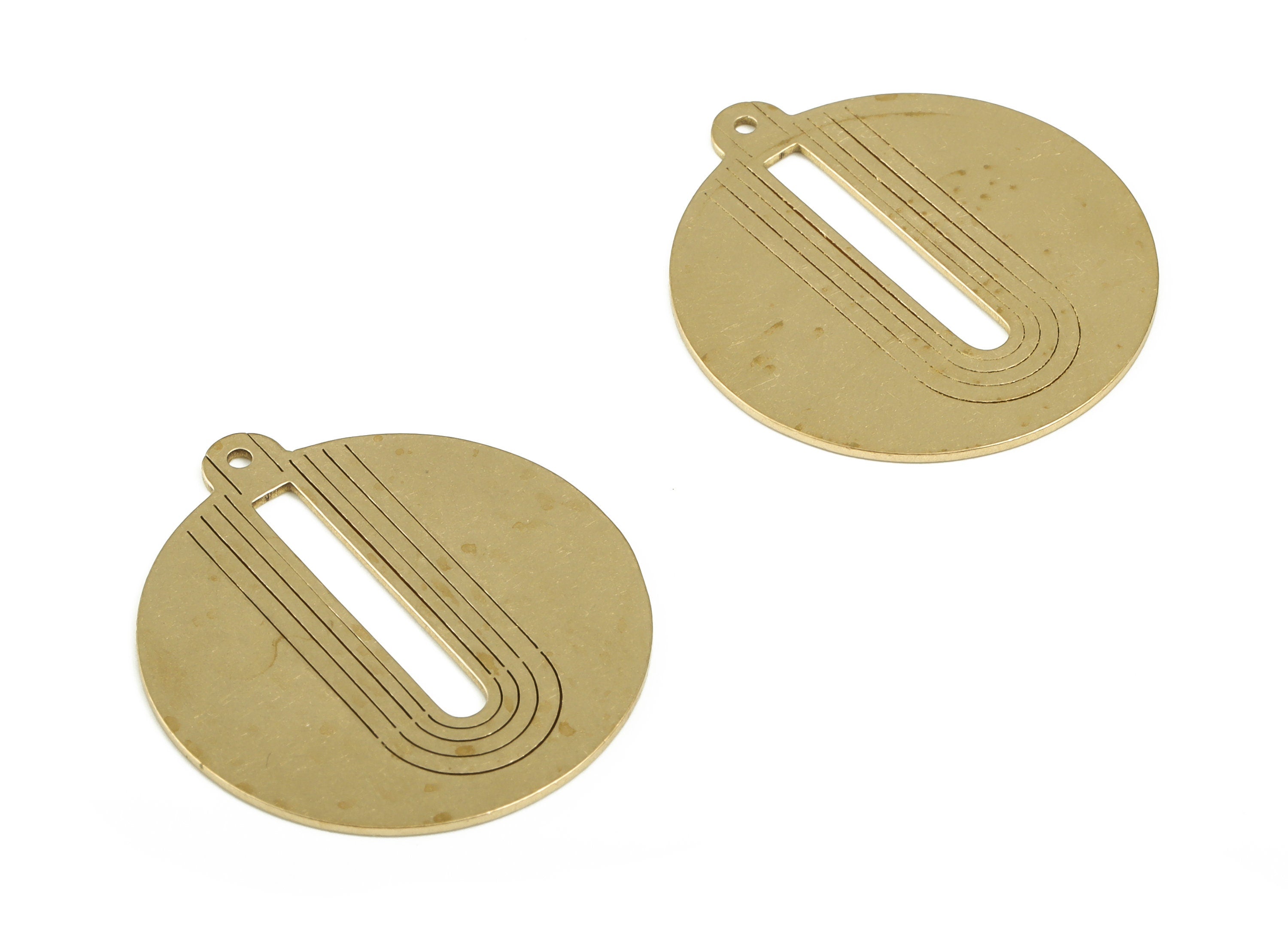 Brass Round Pendant - Raw Brass Rainbow Circle Earring Charms - Circle Rainbow Round - Jewelry Supplies - 29.72x26.98x0.71mm - PP4188 - DOMEDBAZAAR