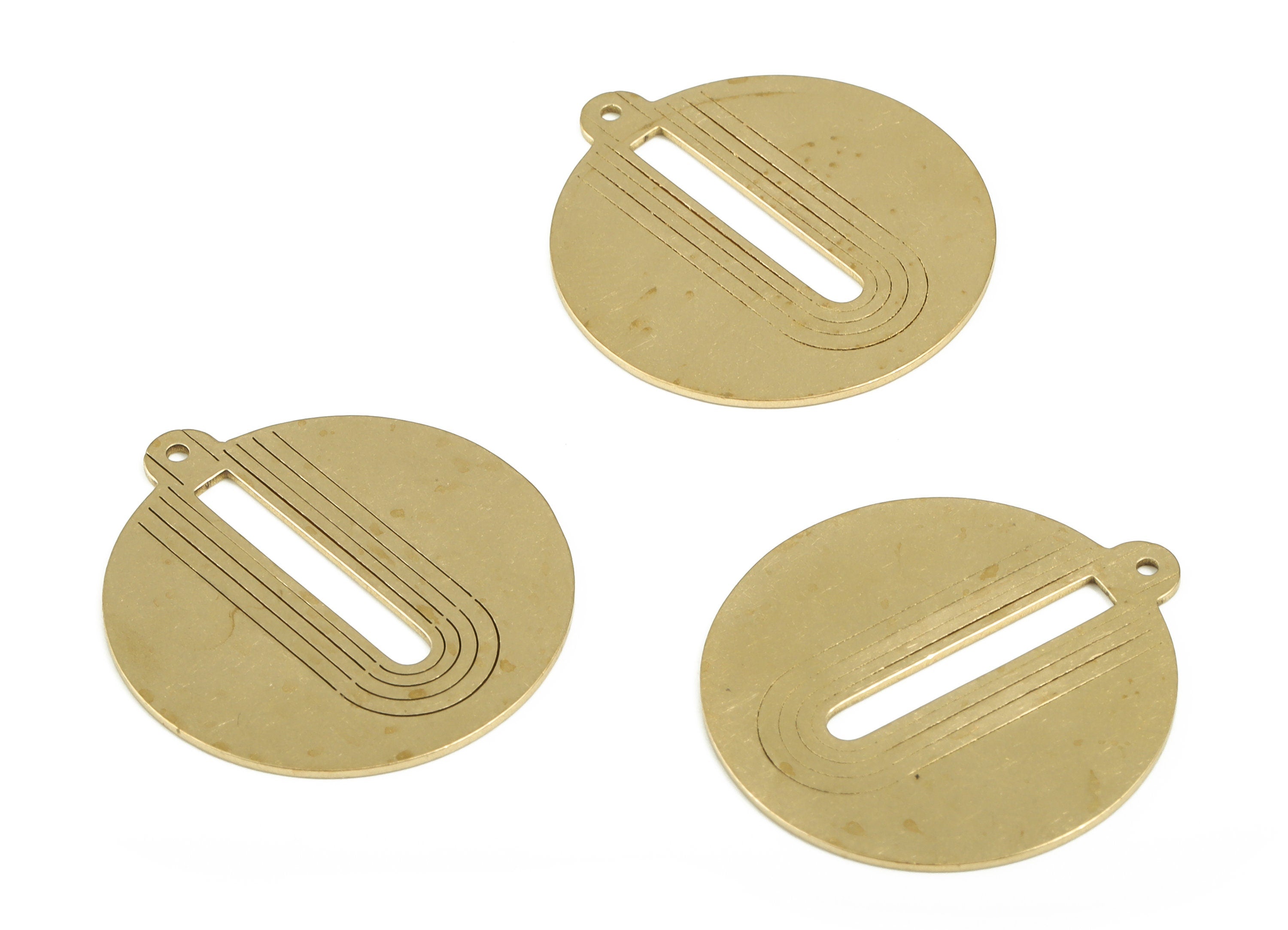Brass Round Pendant - Raw Brass Rainbow Circle Earring Charms - Circle Rainbow Round - Jewelry Supplies - 29.72x26.98x0.71mm - PP4188 - DOMEDBAZAAR