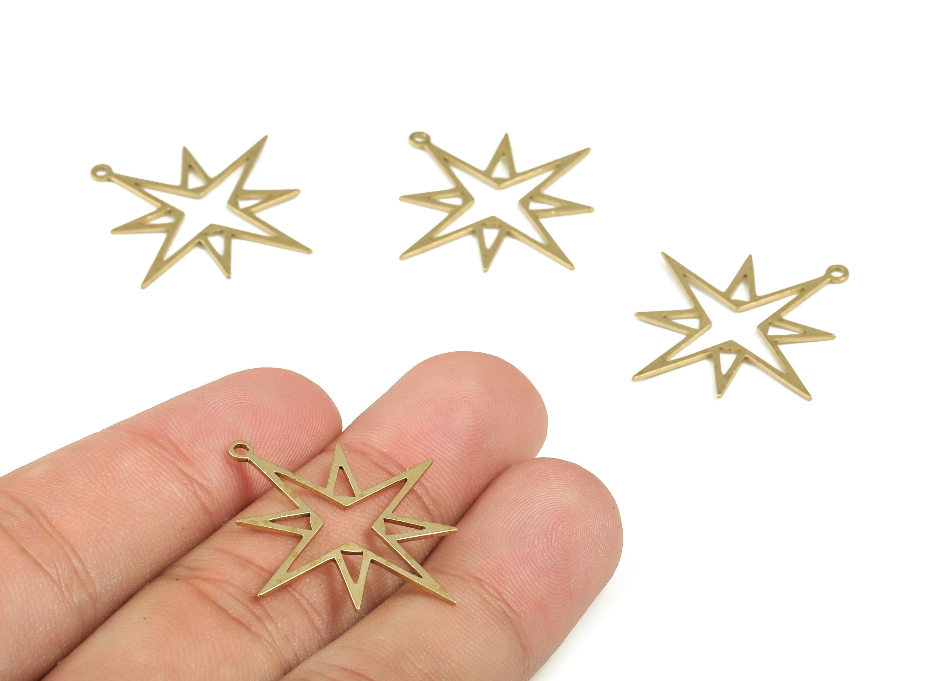 Brass Star Earring Charms - Raw Brass Star Pendant - Earrings Finding – DIY Jewelry Making Supplies - 30.41x28.9x0.79mm - PP4210 - DOMEDBAZAAR