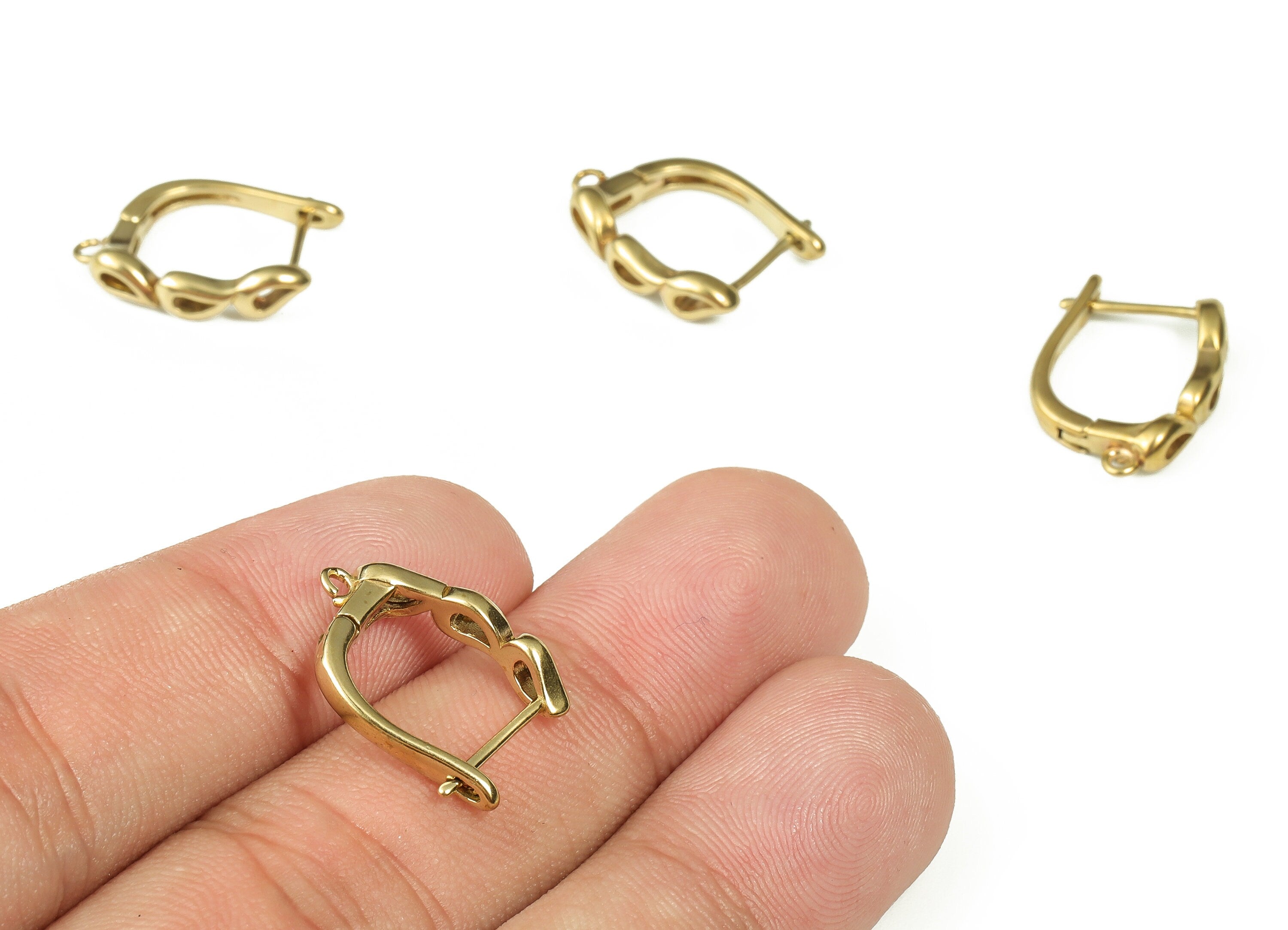 Raw Brass Stud Earring - Brass Earring Stud with Open Ring - Dainty Earring Findings - Jewelry Making Supplies - 18.22x13.11x1.92mm- PP4385 - DOMEDBAZAAR