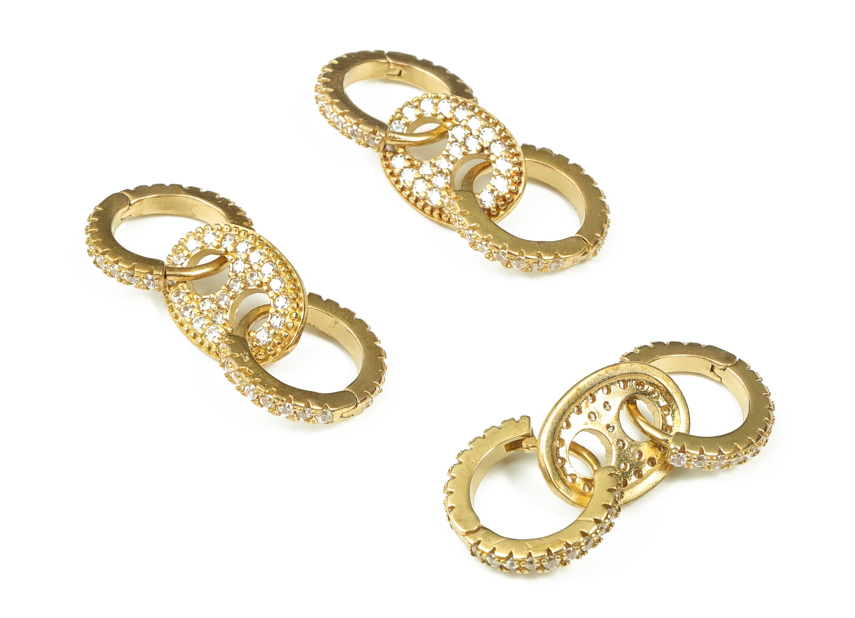 Brass Round Hoop Earrings – Dainty Circle Huggie Earring – Zircon Hoop Earring – Small Everyday Hoop Earrings - 32.13x13.96x2.24mm - PP4386 - DOMEDBAZAAR