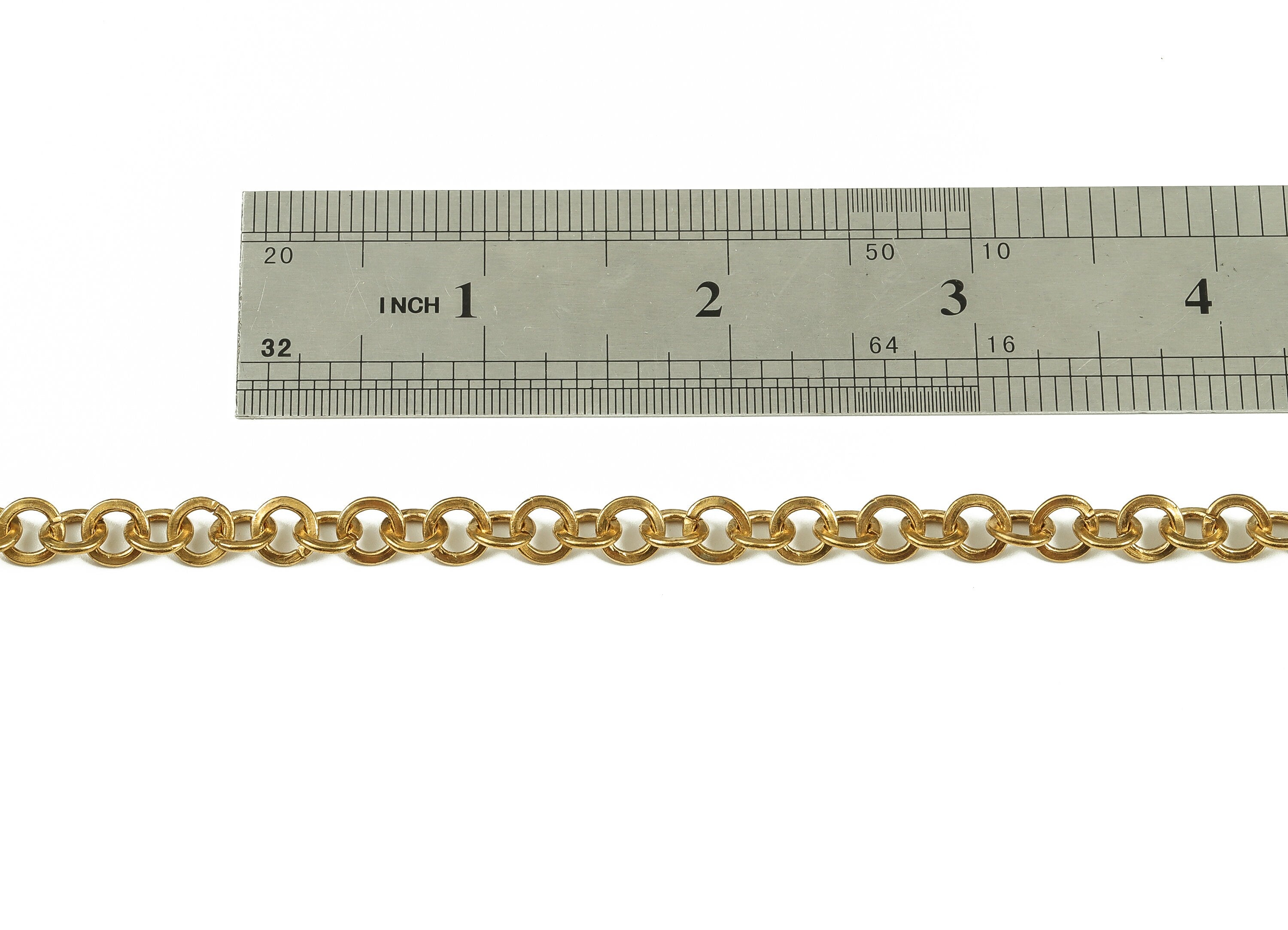 Flat Round Link Cable Chain - Raw Brass - Unsoldered - Brass Cable Chain - 0.30&quot; x 0.28&quot; x 0.03&quot; - for Necklace  Jewellery Making - CC1033 - DOMEDBAZAAR