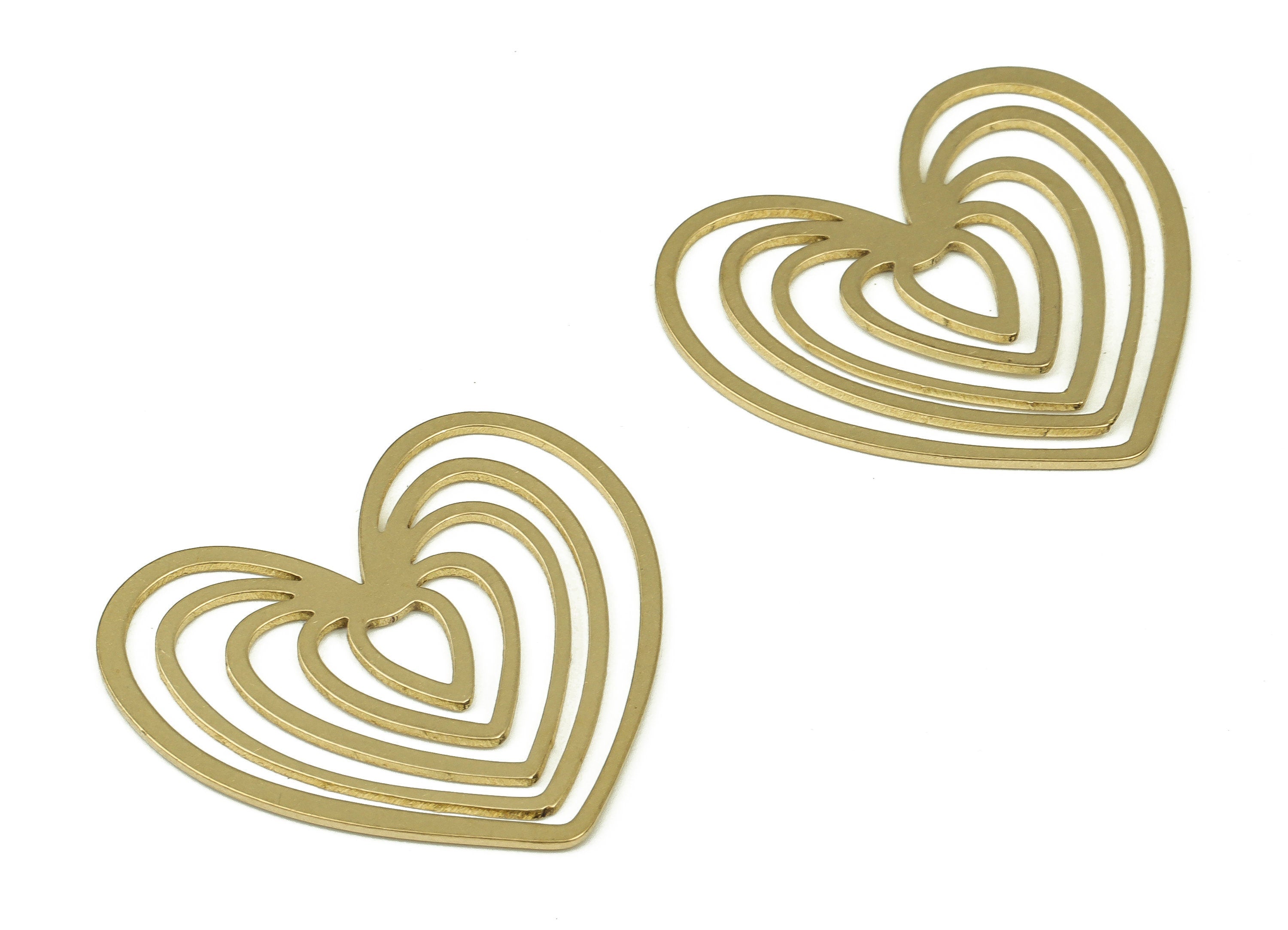 Raw Brass Heart Connector – Heart Pendant Charm - Heart Earring Charms – Jewelry Making Supplies - 29.79x27.01x0.72mm - PP4268 - DOMEDBAZAAR