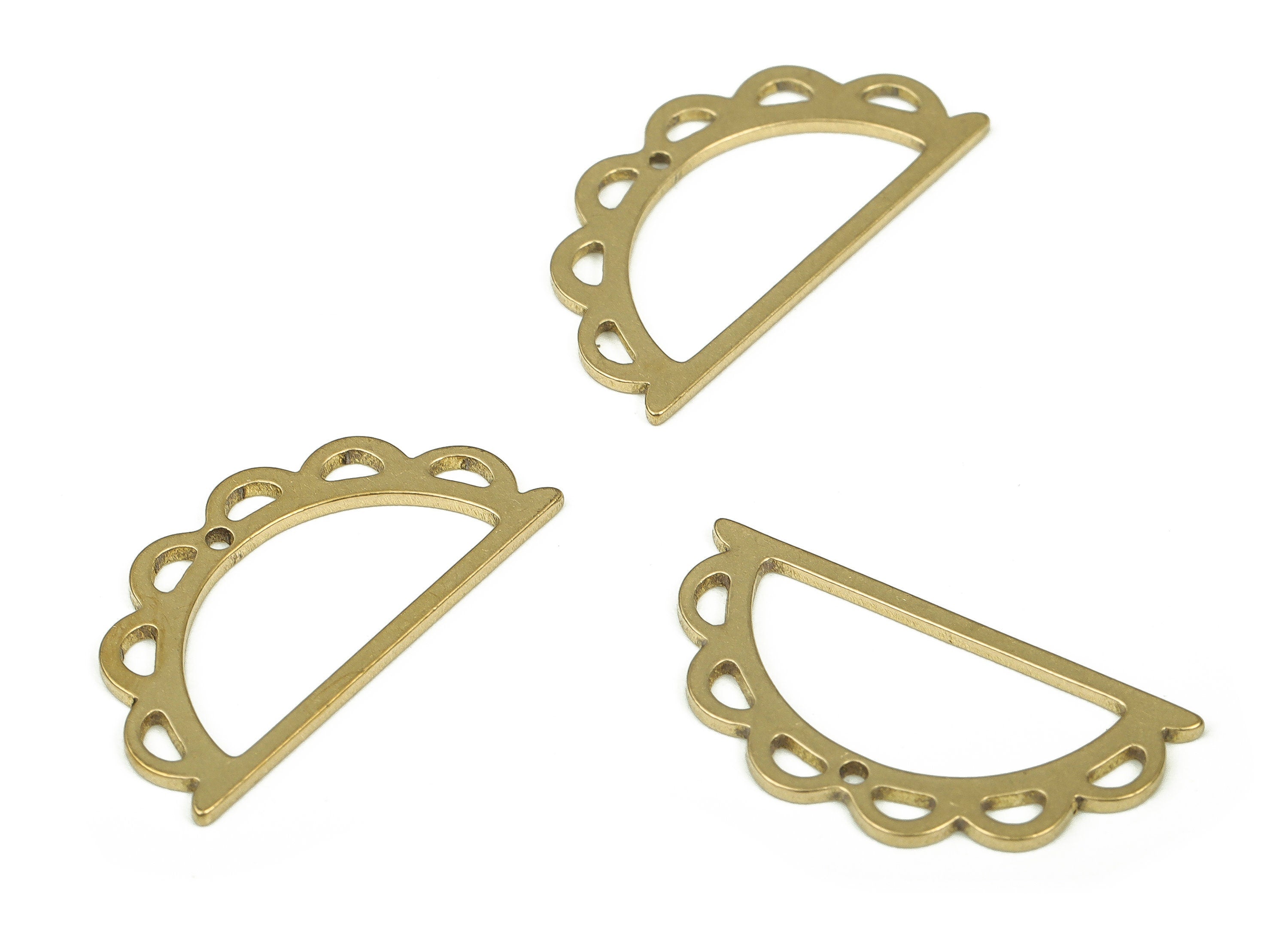 Brass Semi Circle Earring Charms - Raw Brass Half Moon Pendant - Earrings Finding - Jewelry Making Supplies - 21.77x11.2x0.81mm - PP4332 - DOMEDBAZAAR