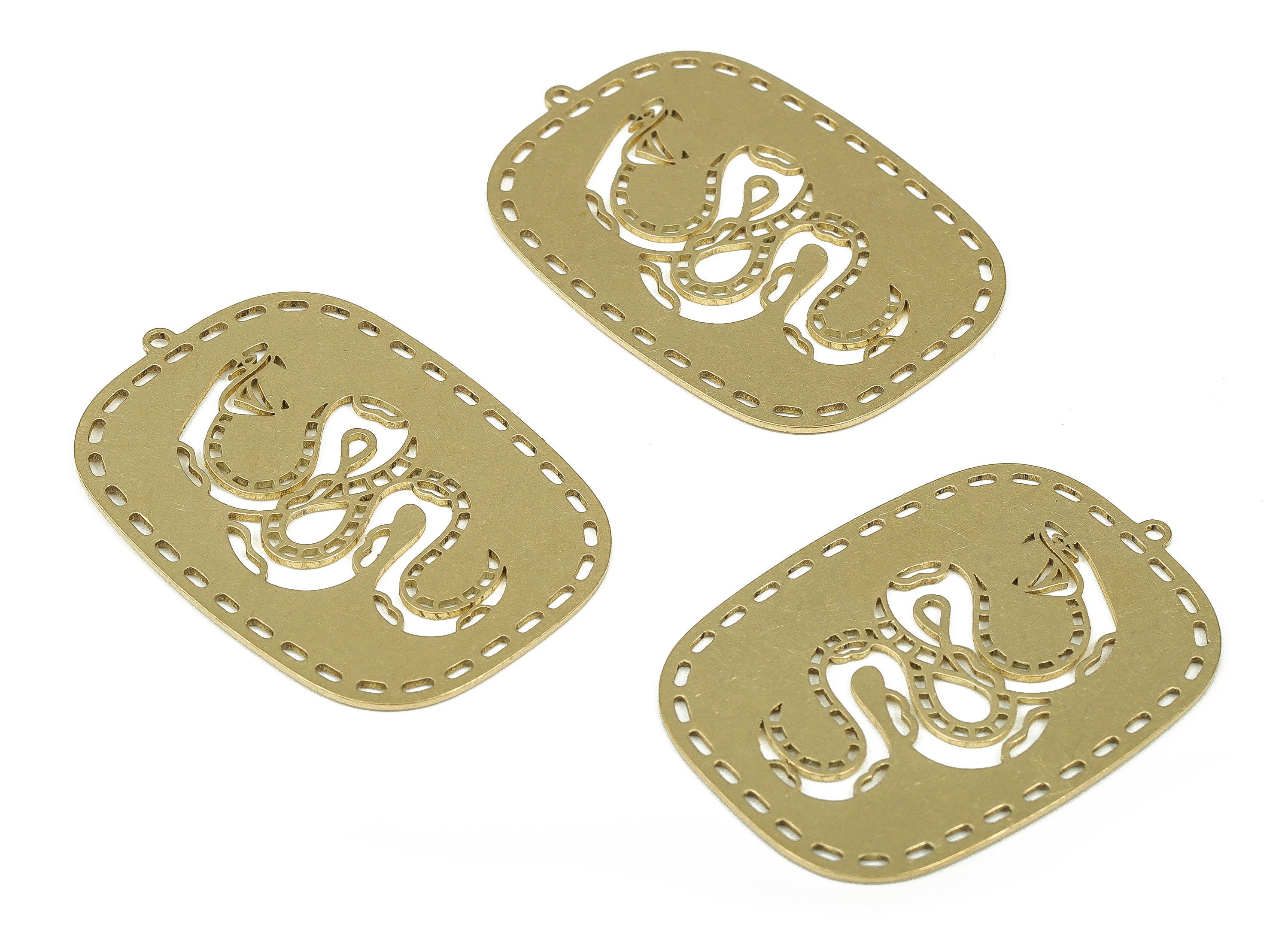 Brass Rectangle Earring Charms - Raw Brass Snake Pendant - Earrings Finding - Jewelry Making Supplies - 41.18x0.99x0.73mm - PP4303 - DOMEDBAZAAR