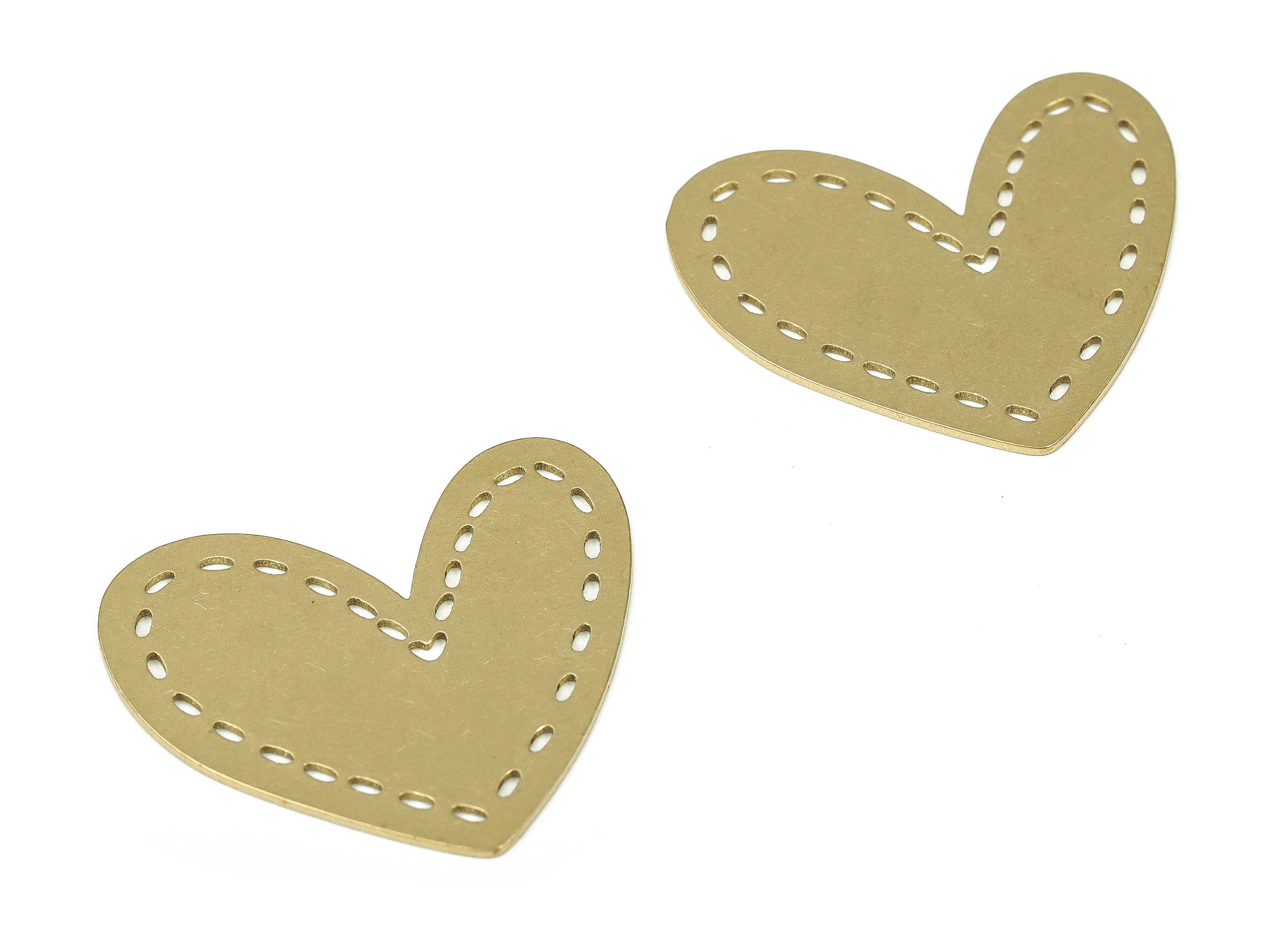 Personalized stamping blank - Raw Brass Heart Pendant Charm – Brass Heart Earring Charm – Earring Findings - 30.06×25.75×0.71mm - PP4284 - DOMEDBAZAAR