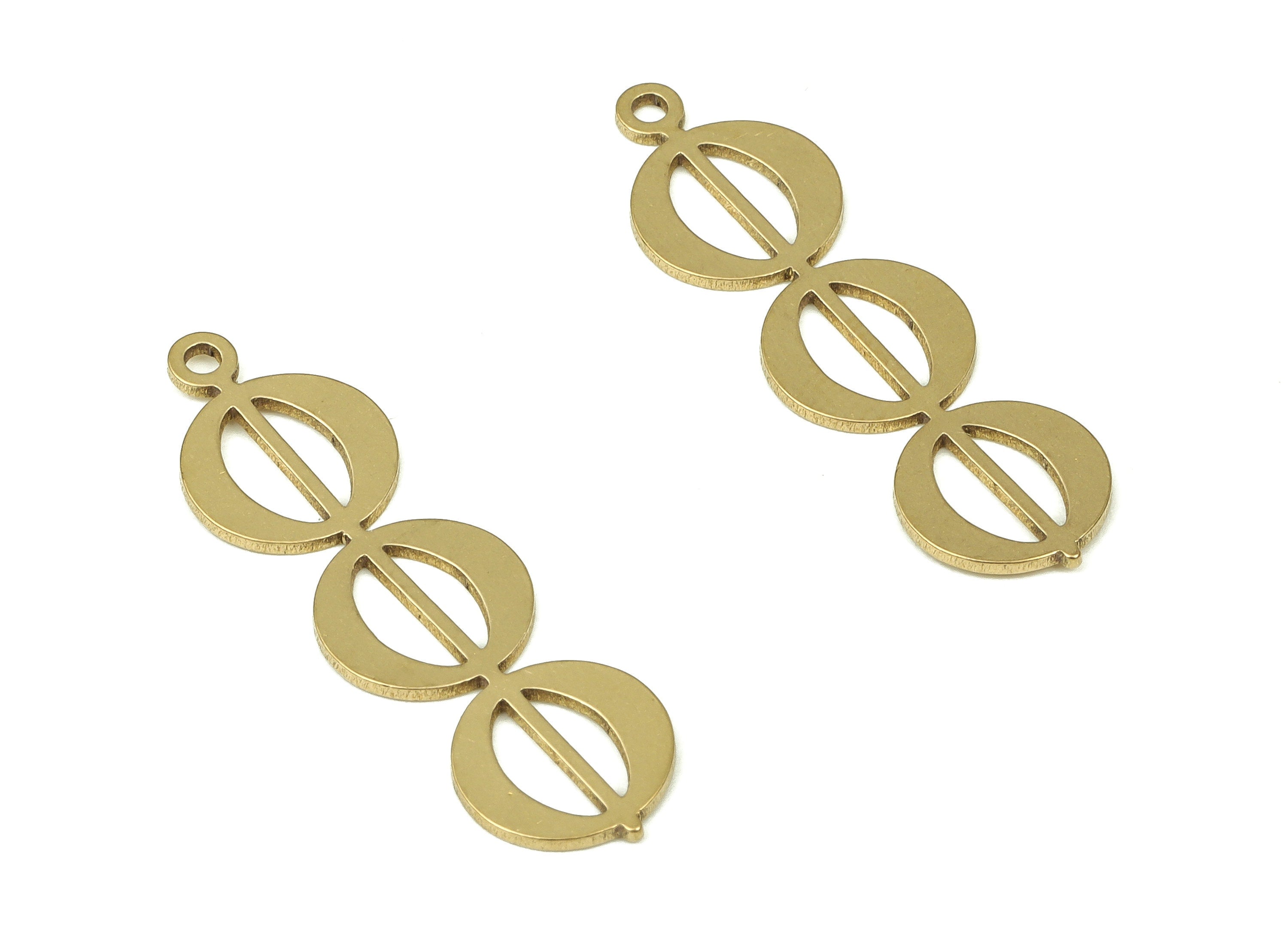 Raw Brass More Round Earring Charms - Brass More Circle Pendant Charm - Earrings Finding - Jewelry Making Supplies -29.84x8.8x0.7mm- PP4342 - DOMEDBAZAAR