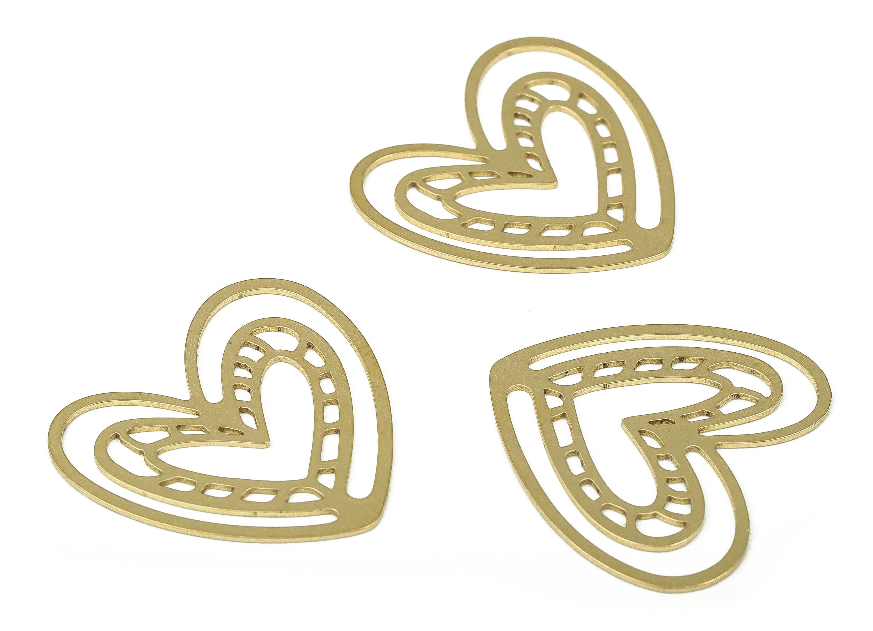 Raw Brass Heart Charms - Tiny Heart Charms - Mini Heart Charms - Brass Findings – Jewelry Making Supplies - 29.93×27.86×0.69mm - PP4282 - DOMEDBAZAAR