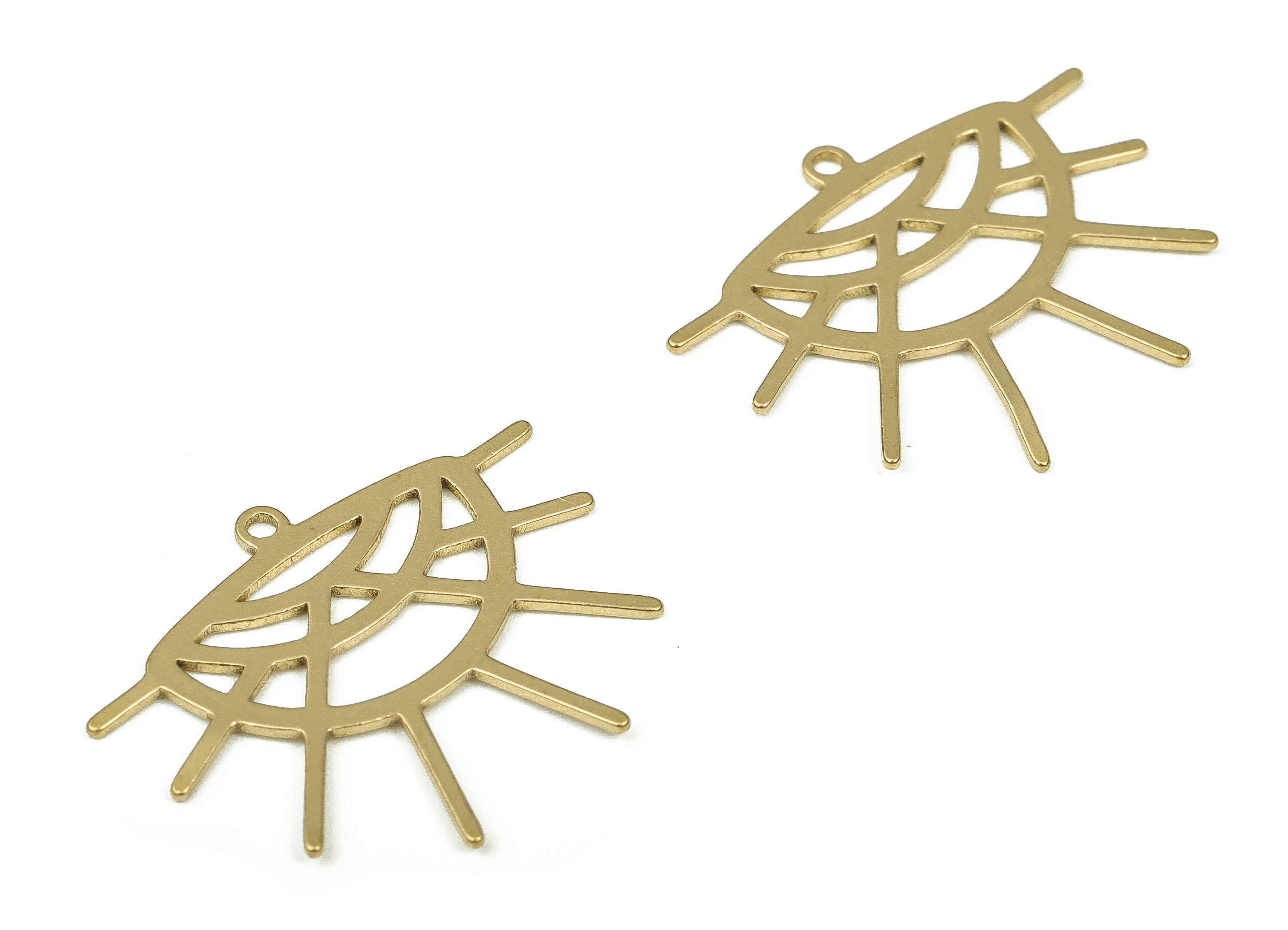 Brass Semi Circle Earring Charms - Raw Brass Half Moon Pendant - Earrings Finding - Jewelry Making Supplies - 25.29x20.1x0.86mm - PP4293 - DOMEDBAZAAR
