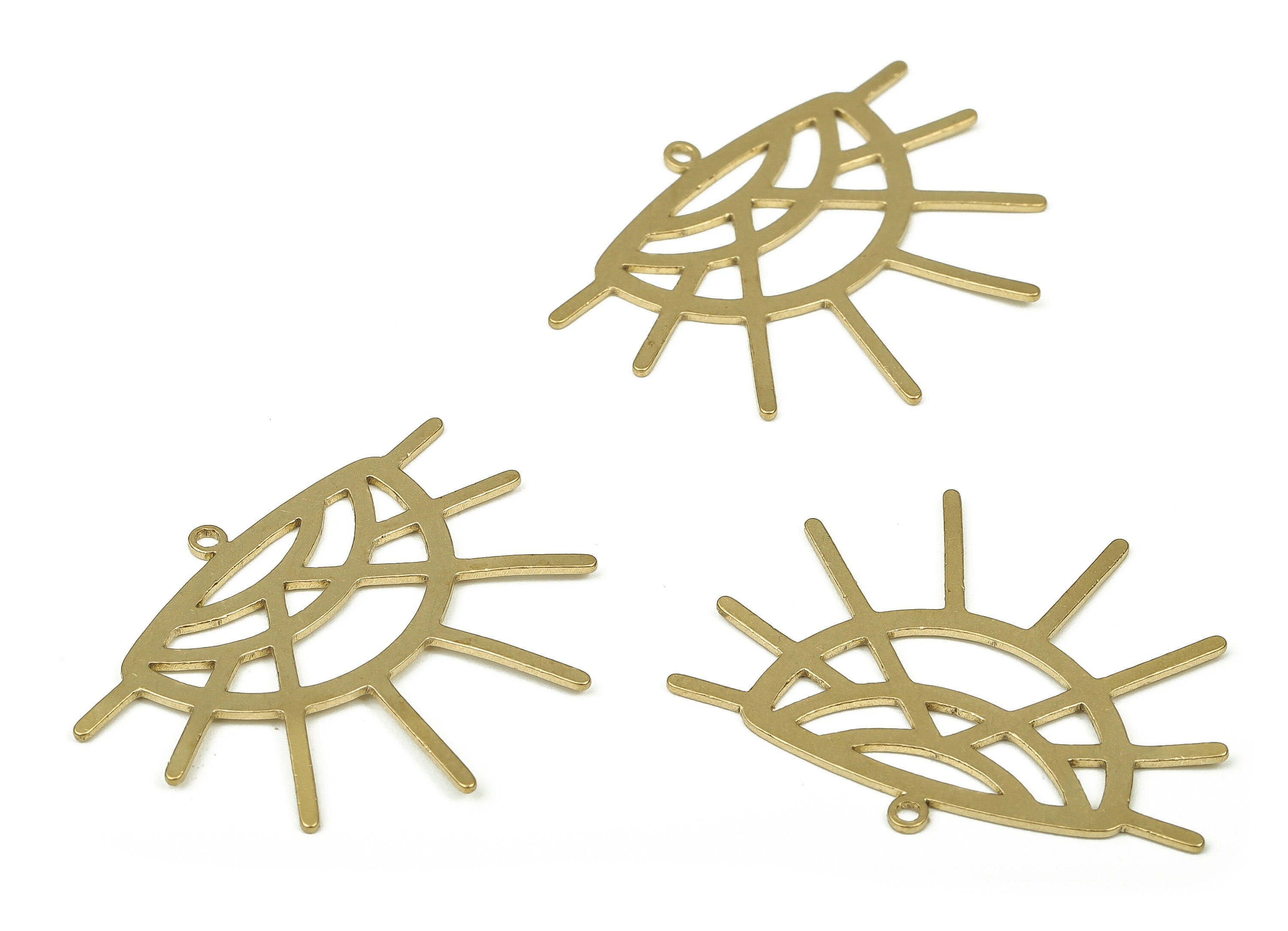 Brass Semi Circle Earring Charms - Raw Brass Half Moon Pendant - Earrings Finding - Jewelry Making Supplies - 33.27x26.38x0.74mm - PP4289 - DOMEDBAZAAR