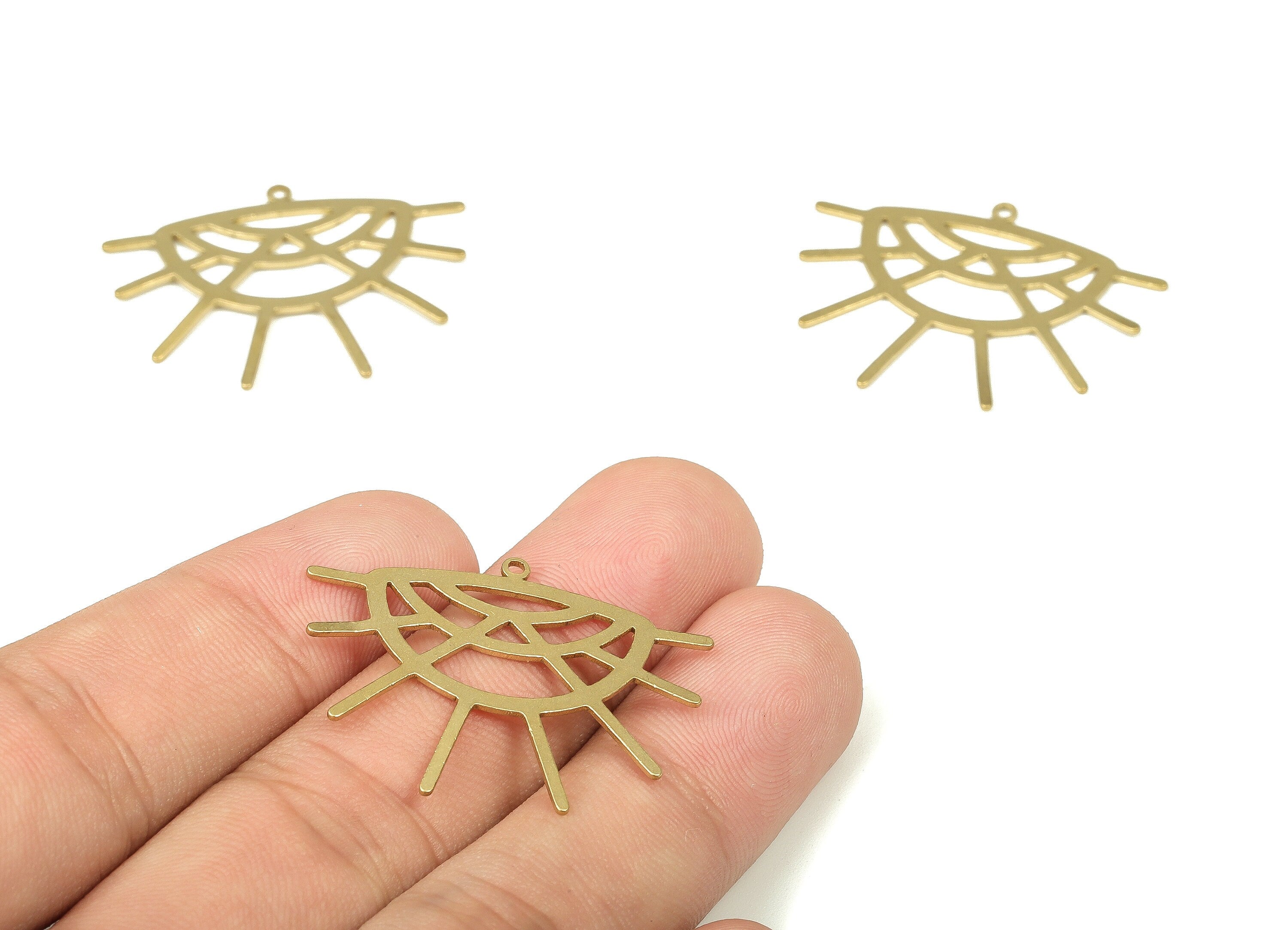 Brass Semi Circle Earring Charms - Raw Brass Half Moon Pendant - Earrings Finding - Jewelry Making Supplies - 33.27x26.38x0.74mm - PP4289 - DOMEDBAZAAR