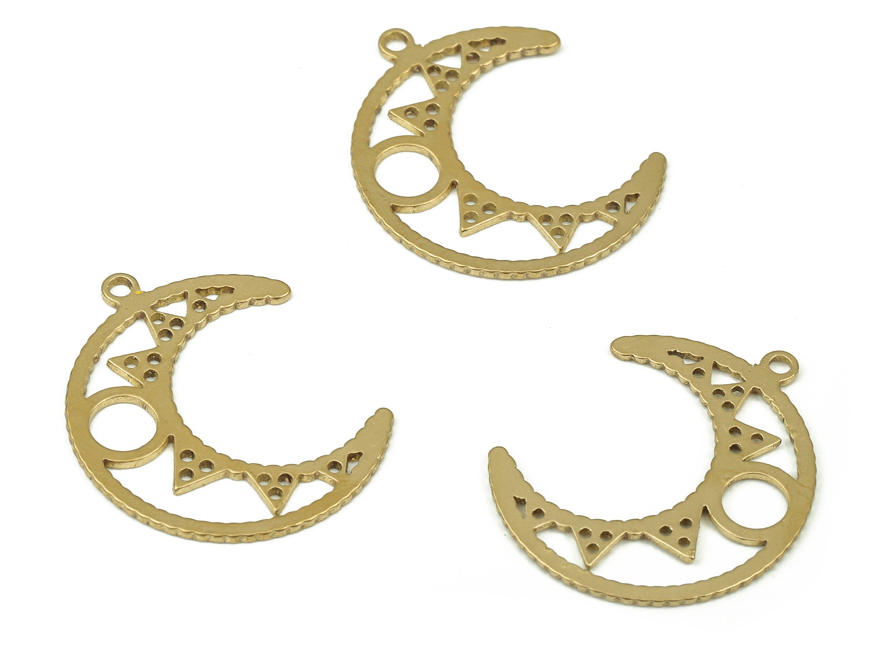 Brass Crescent Earring Charms - Raw Brass Moon Pendant Charms - Earrings Finding - DIY Jewelry Making Supplies -20.14x15.24x0.67mm- PP4352 - DOMEDBAZAAR