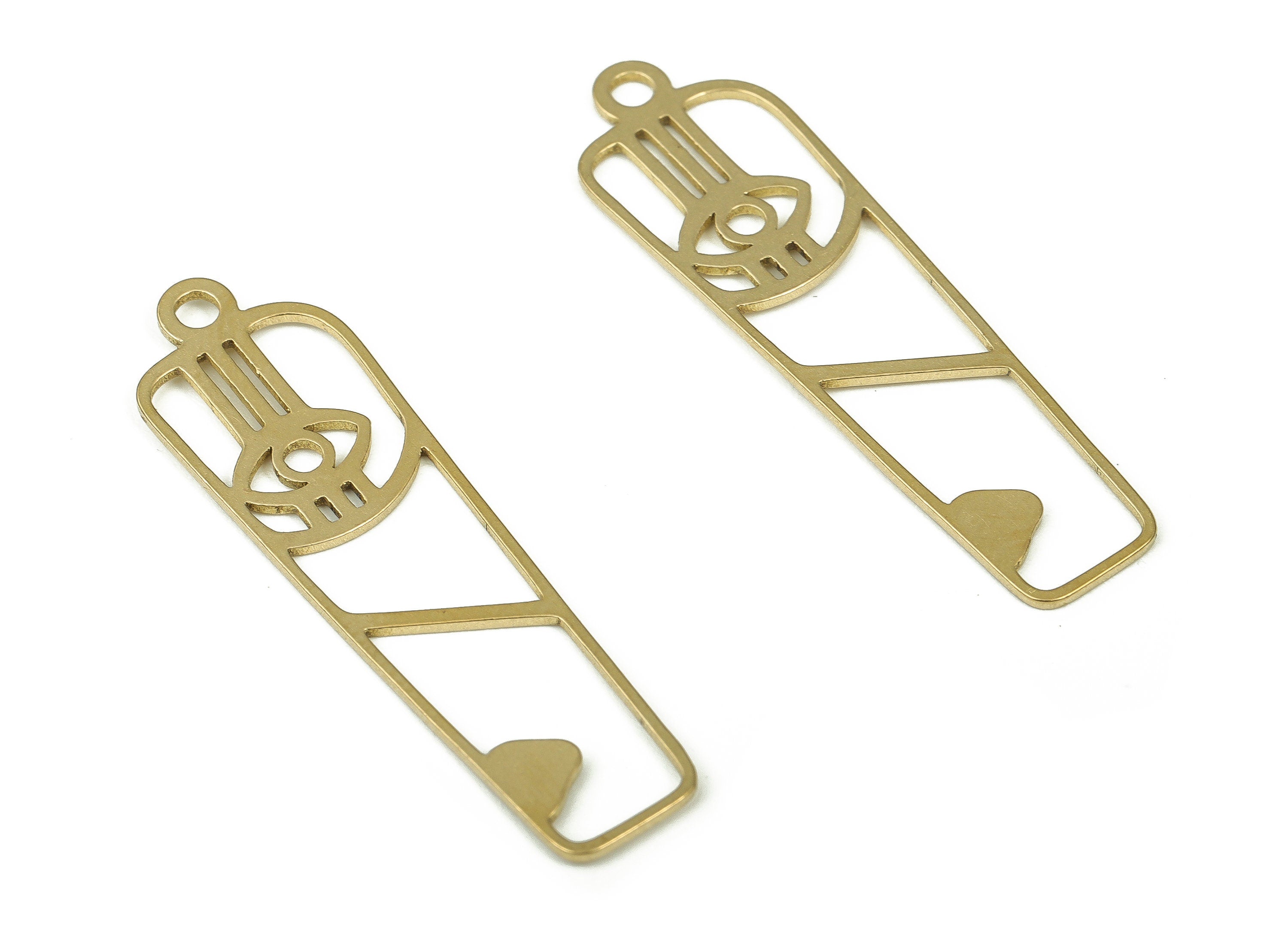 Raw Brass Oval Eye Earring Charm - Brass Oval Pendant Charm - Raw Brass Earring Findings - Jewelry Making Supplies -34.95x9.93x0.74mm-PP4318 - DOMEDBAZAAR