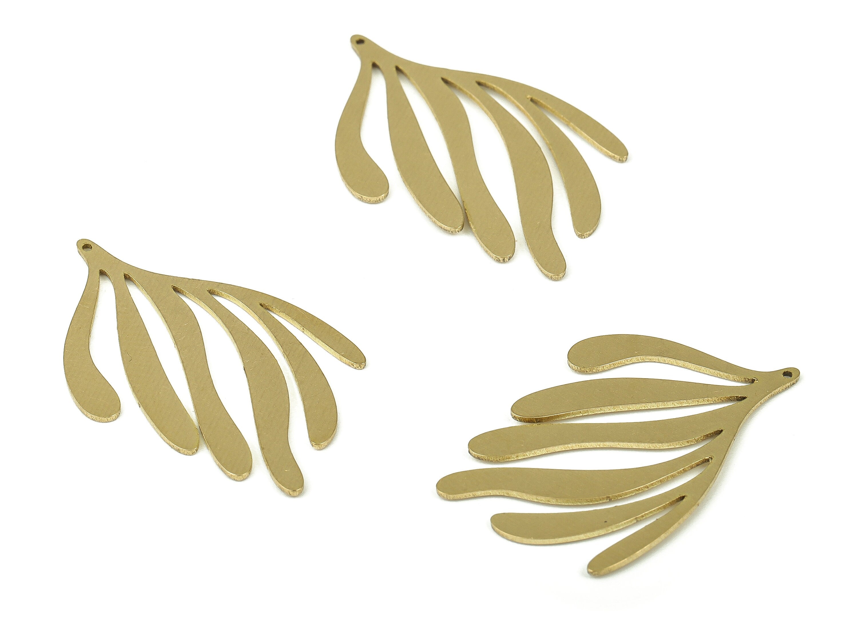 Raw Brass Branch Earring Charm - Brass Leaf Pendant Charm - Raw Brass Earring Findings - Jewelry Making Supplies -29.96x16.74x0.78mm- PP4341 - DOMEDBAZAAR