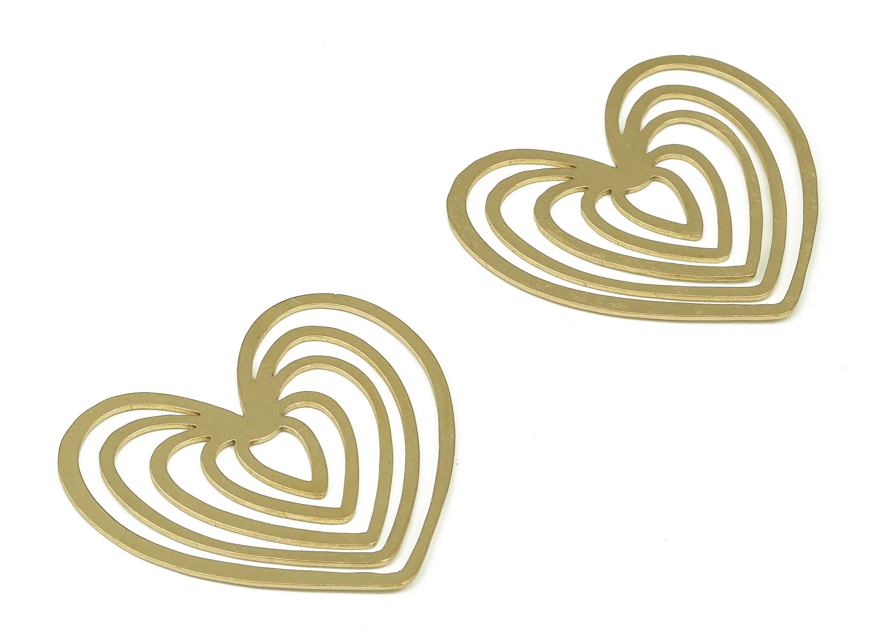 Brass Heart Charm Earring Findings - Raw Brass Geometric Heart Charm - Earring Heart Charm - Earring Findings - 39.99x36.11x0.79mm - PP4265 - DOMEDBAZAAR