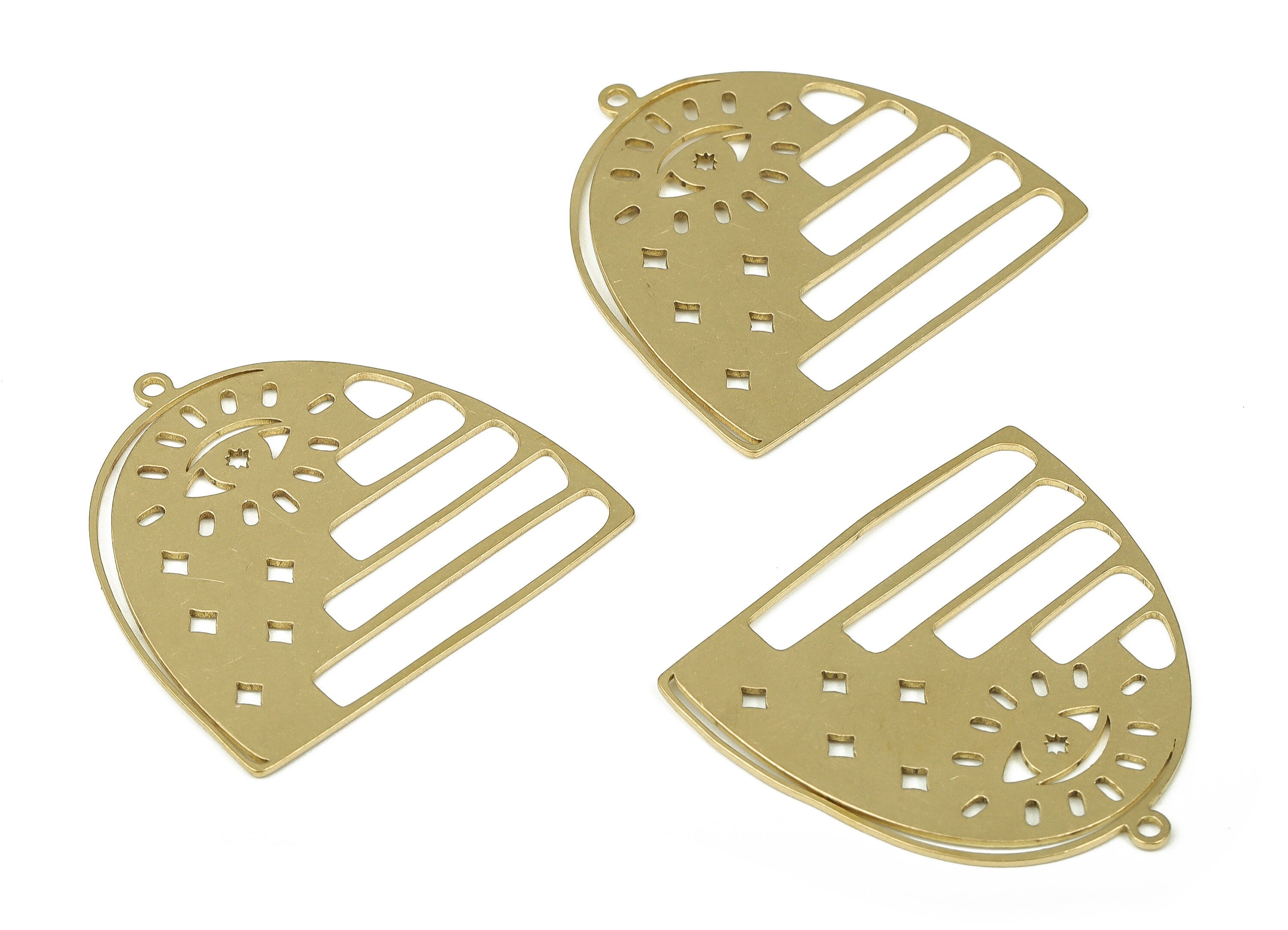 Brass Semicircle Earring Charm – Domed Pendant Charm – D Shape Charm – DIY Jewelry Making Supplies - 34.86x33.51x0.7mm - PP4276 - DOMEDBAZAAR