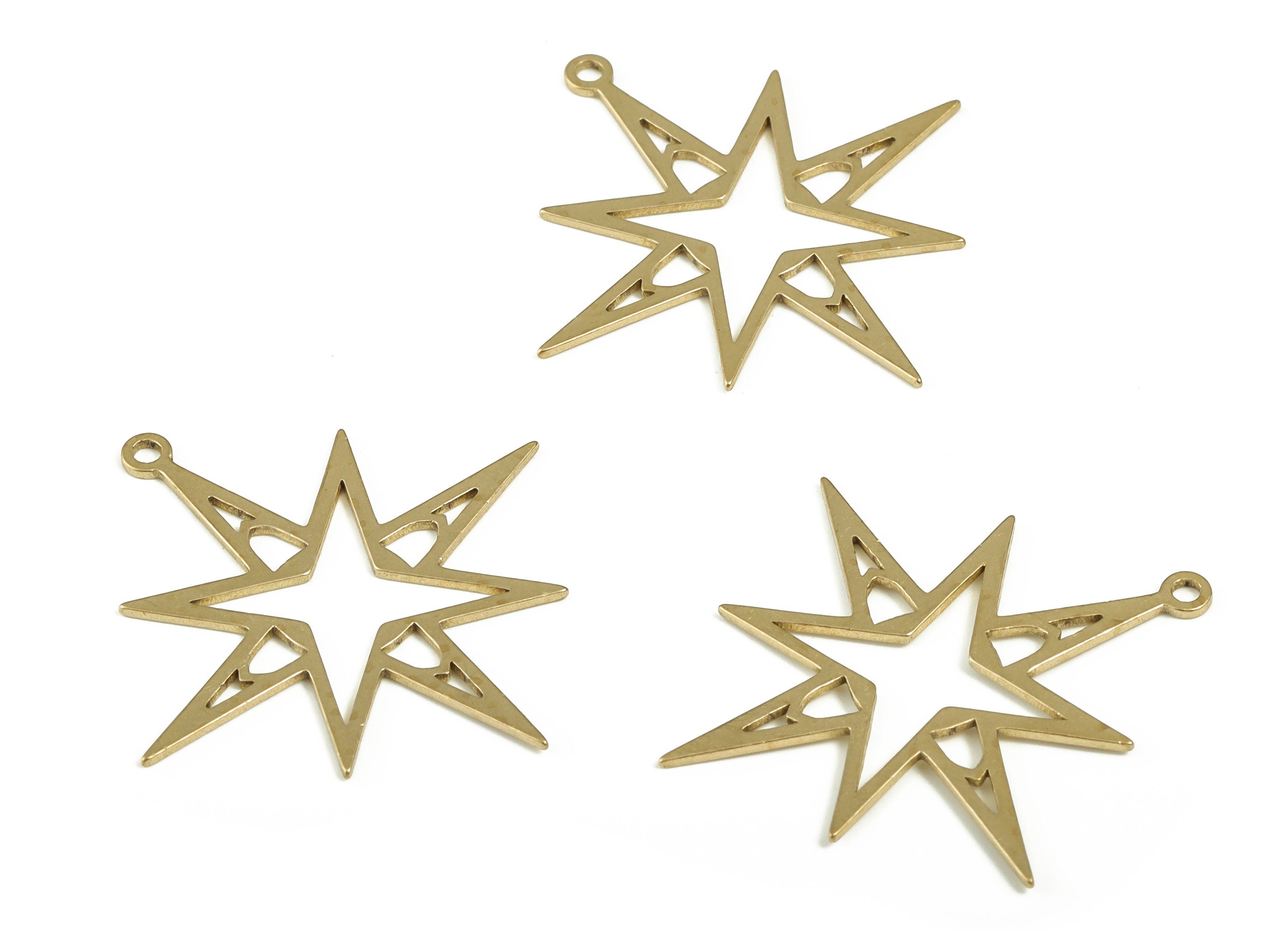 Brass Planet Earring Charms - Raw Brass Planet Pendant - Jewelry Making Supplies - 30.51x29.13x0.76mm - PP4208 - DOMEDBAZAAR