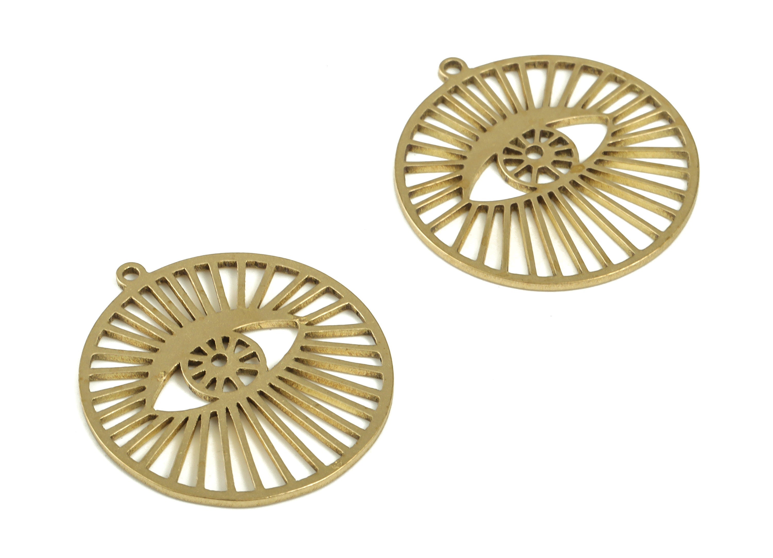 Brass Round Eye Earring Charms - Raw Brass Circle Eye Pendant - Earring Findings - Jewelry Making Supplies - 23.81x22.04x0.9mm - PP4203 - DOMEDBAZAAR