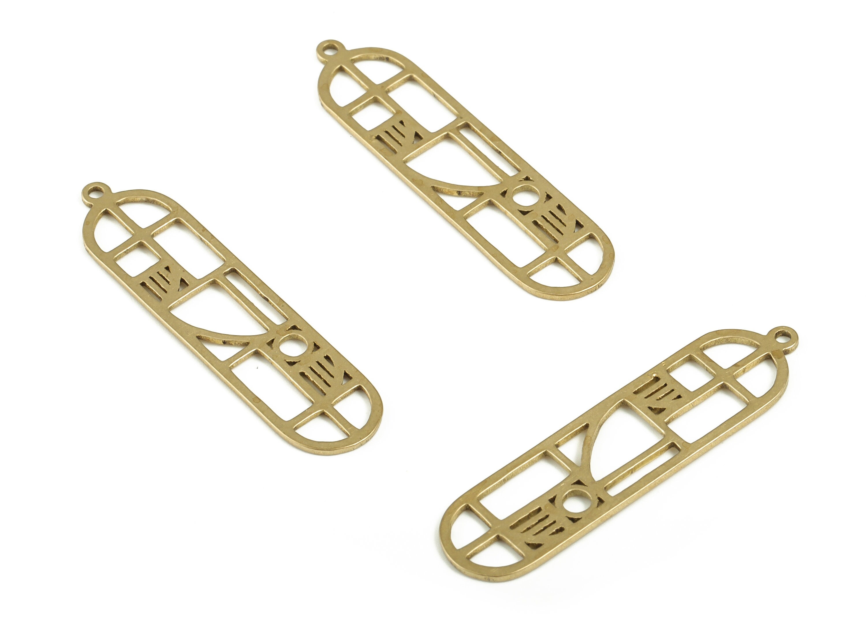 Brass Oval Earring Charms - Raw Brass Oval Pendant - Earrings Finding - Jewellery Making Supplies - 31.66x7.86x0.66mm - PP4190 - DOMEDBAZAAR