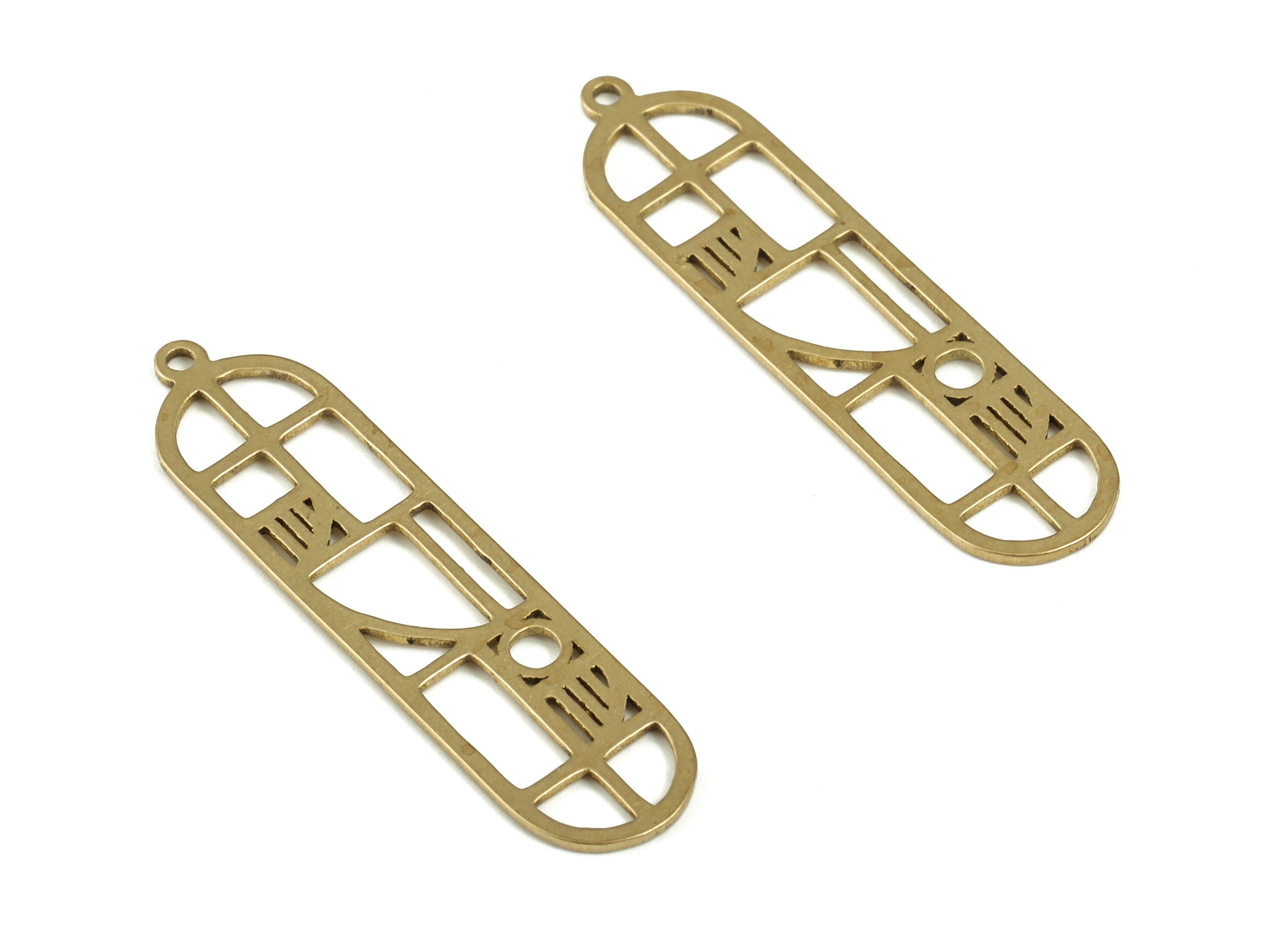 Brass Oval Earring Charms - Raw Brass Oval Pendant - Earrings Finding - Jewellery Making Supplies - 31.66x7.86x0.66mm - PP4190 - DOMEDBAZAAR
