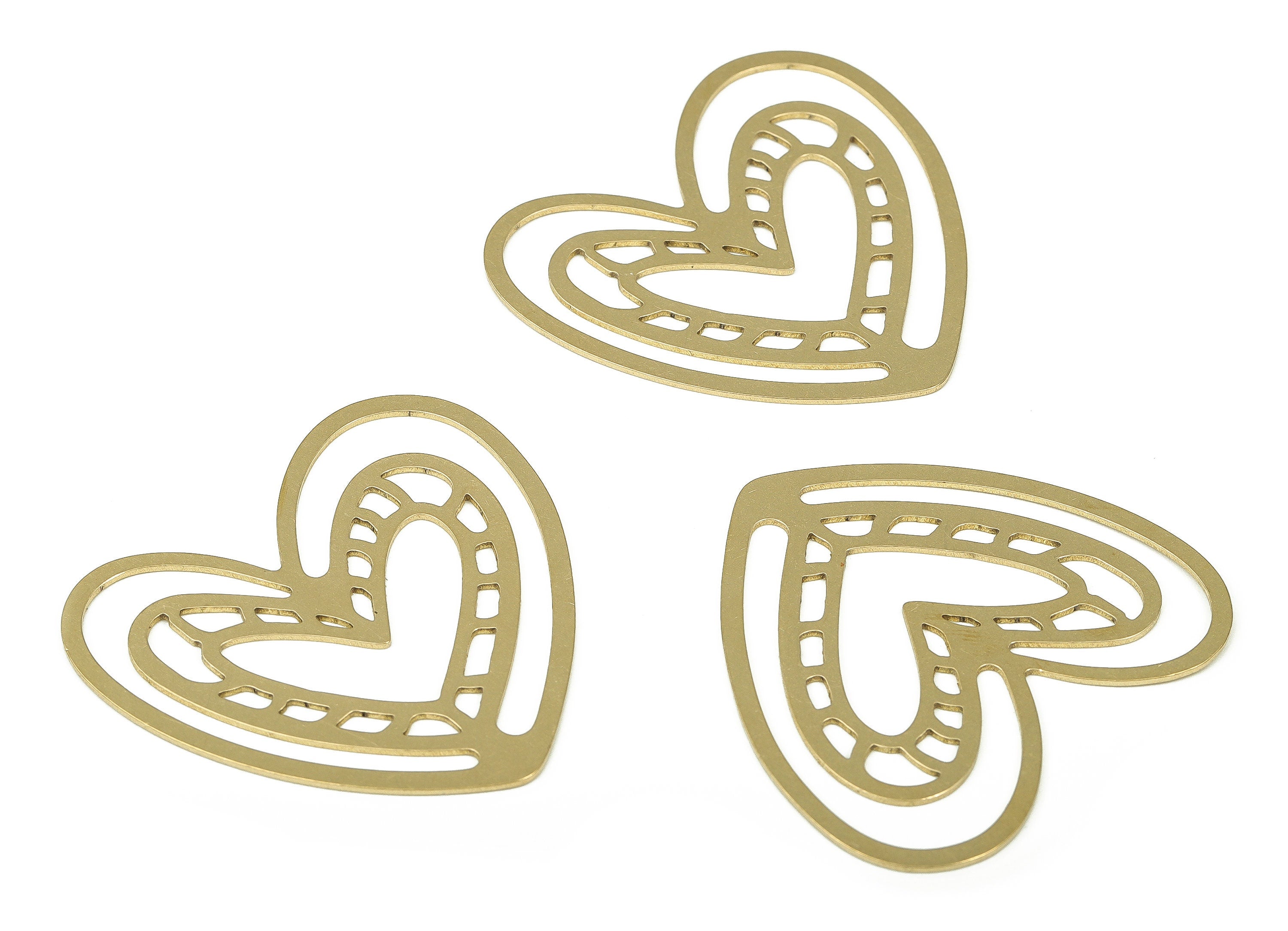 Brass Heart Connector – Heart Pendant Charm - Heart Earring Findings - Jewelry Making Supplies - 39.87×37.3×0.8mm - PP4281 - DOMEDBAZAAR