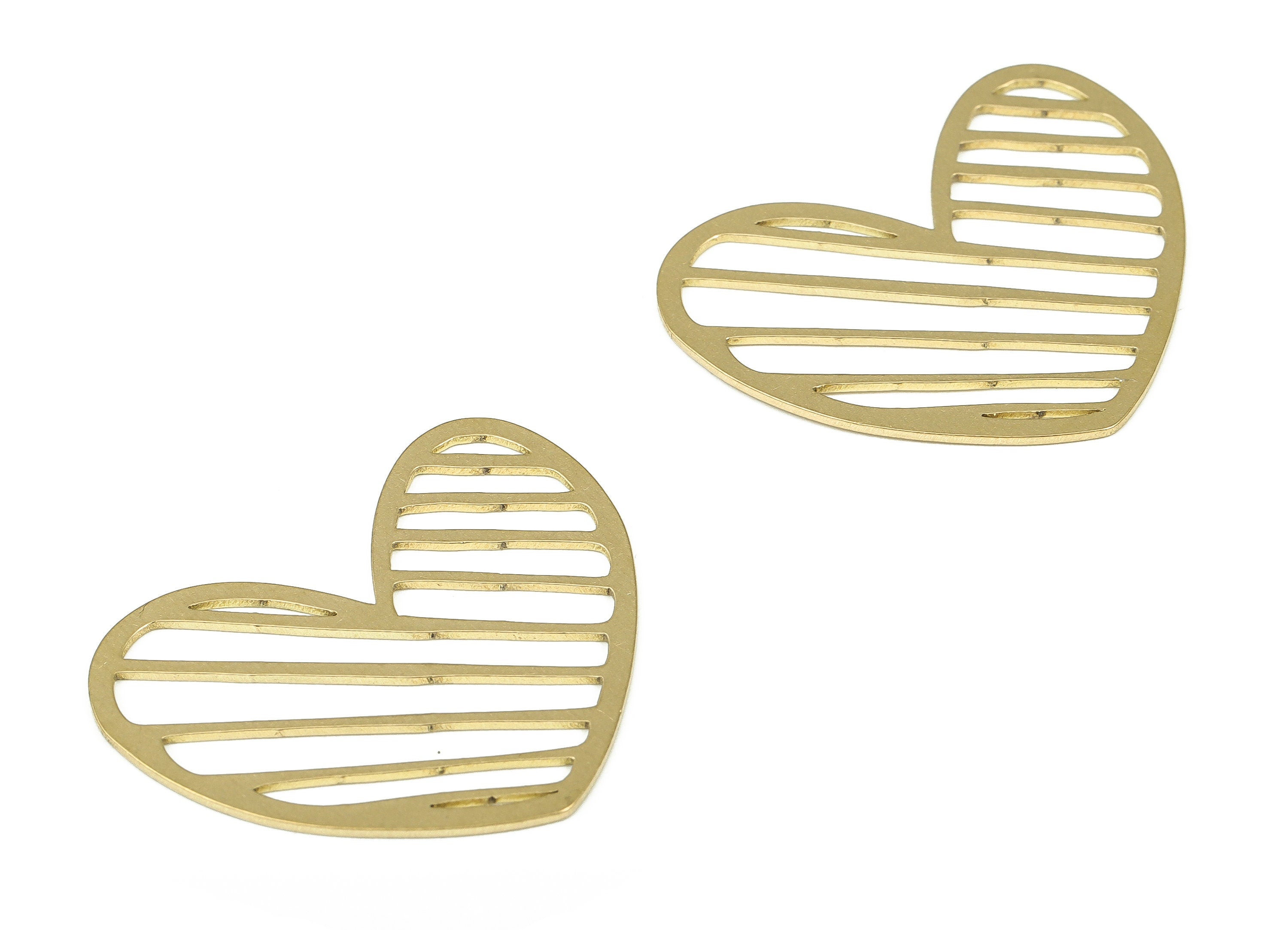 Brass Heart Pendant Charm - Raw Brass Heart Connector – Heart Earring Charm – Jewelry Making Supplies - 29.93x24.64x0.74mm - PP4270 - DOMEDBAZAAR