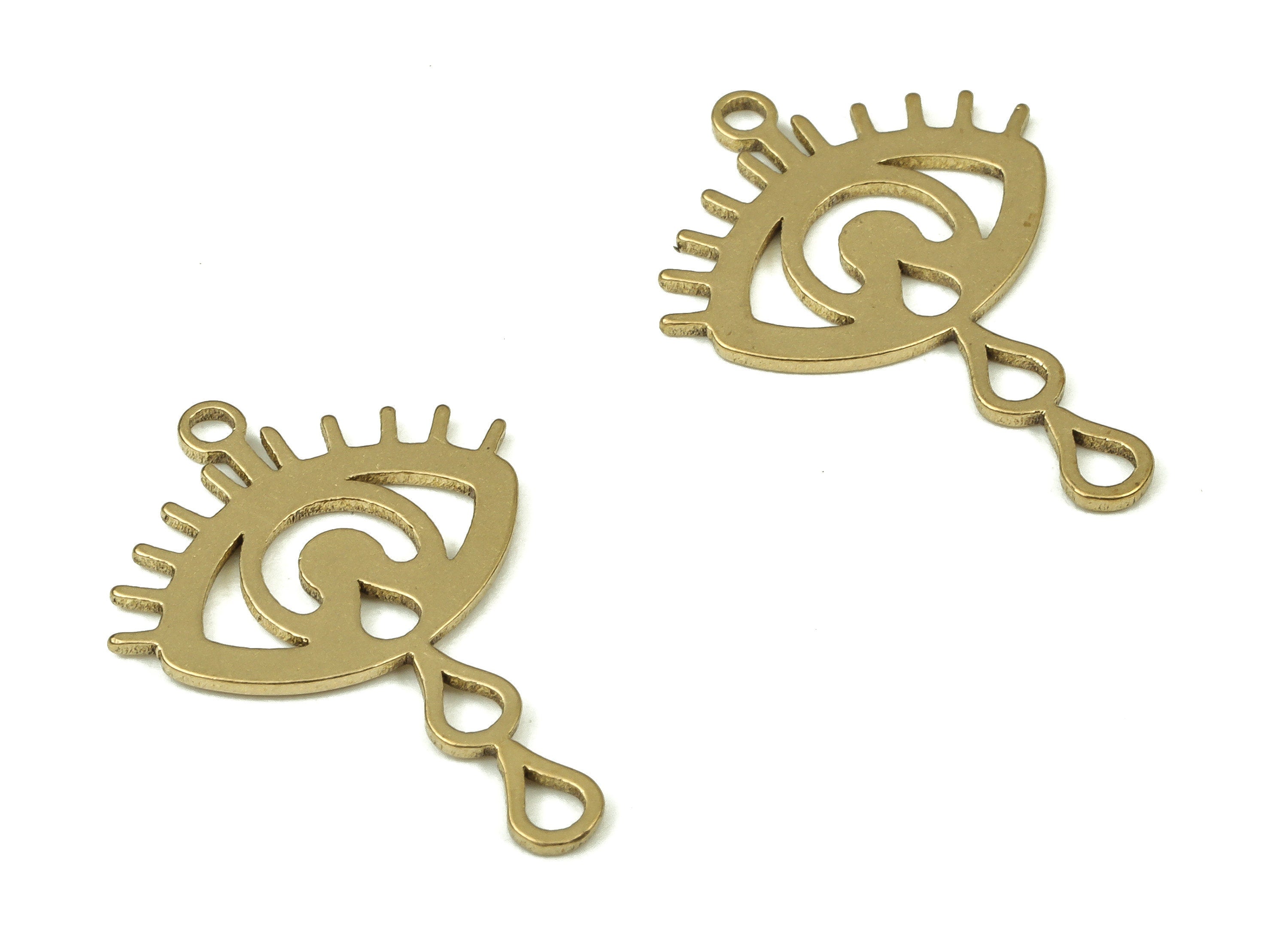 Crying Eye Pendant Charm - Raw Brass Tear Drop Eye Earring Charms – Earring Findings - Jewelry Making Supplies - 21.93x15.9x0.8mm - PP4273 - DOMEDBAZAAR