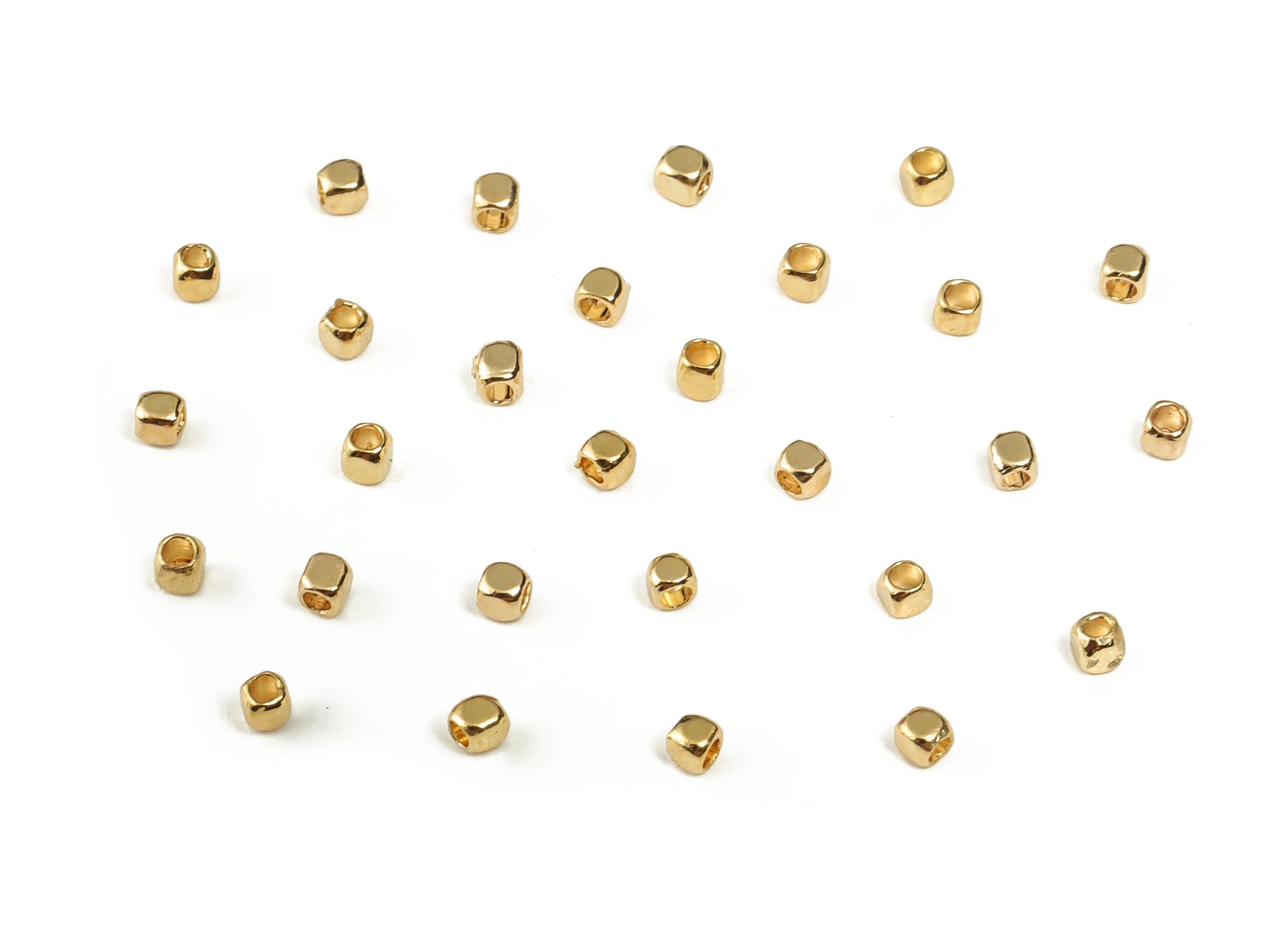 Brass Square Spacer Beads – Dice Beads - 18K Real Gold Plated Brass Beads - Jewelry Making Supplies – 1.46×1.46mm - RGP3253 - DOMEDBAZAAR