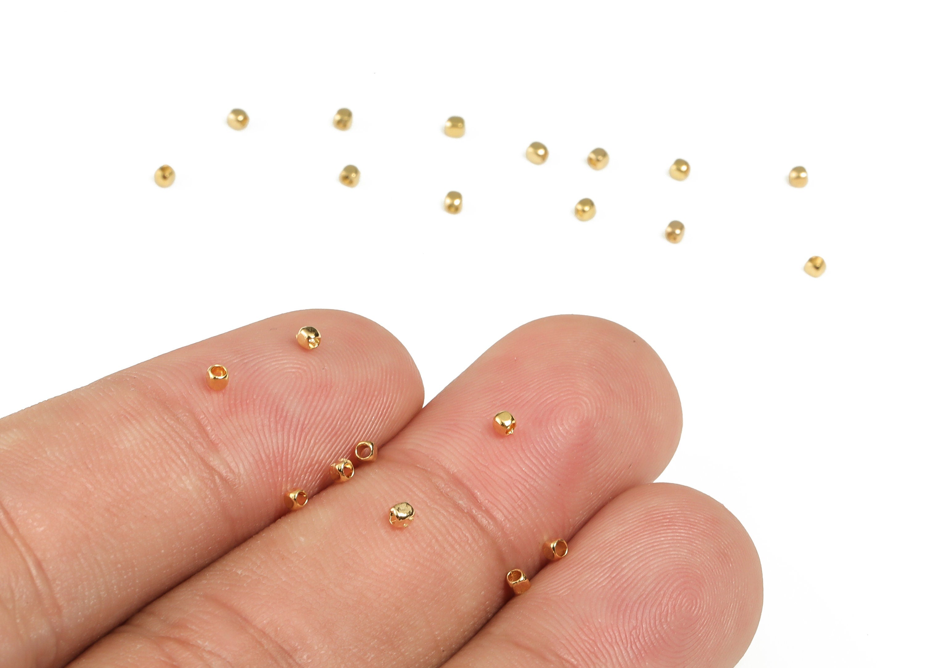 Brass Square Spacer Beads – Dice Beads - 18K Real Gold Plated Brass Beads - Jewelry Making Supplies – 1.46×1.46mm - RGP3253 - DOMEDBAZAAR