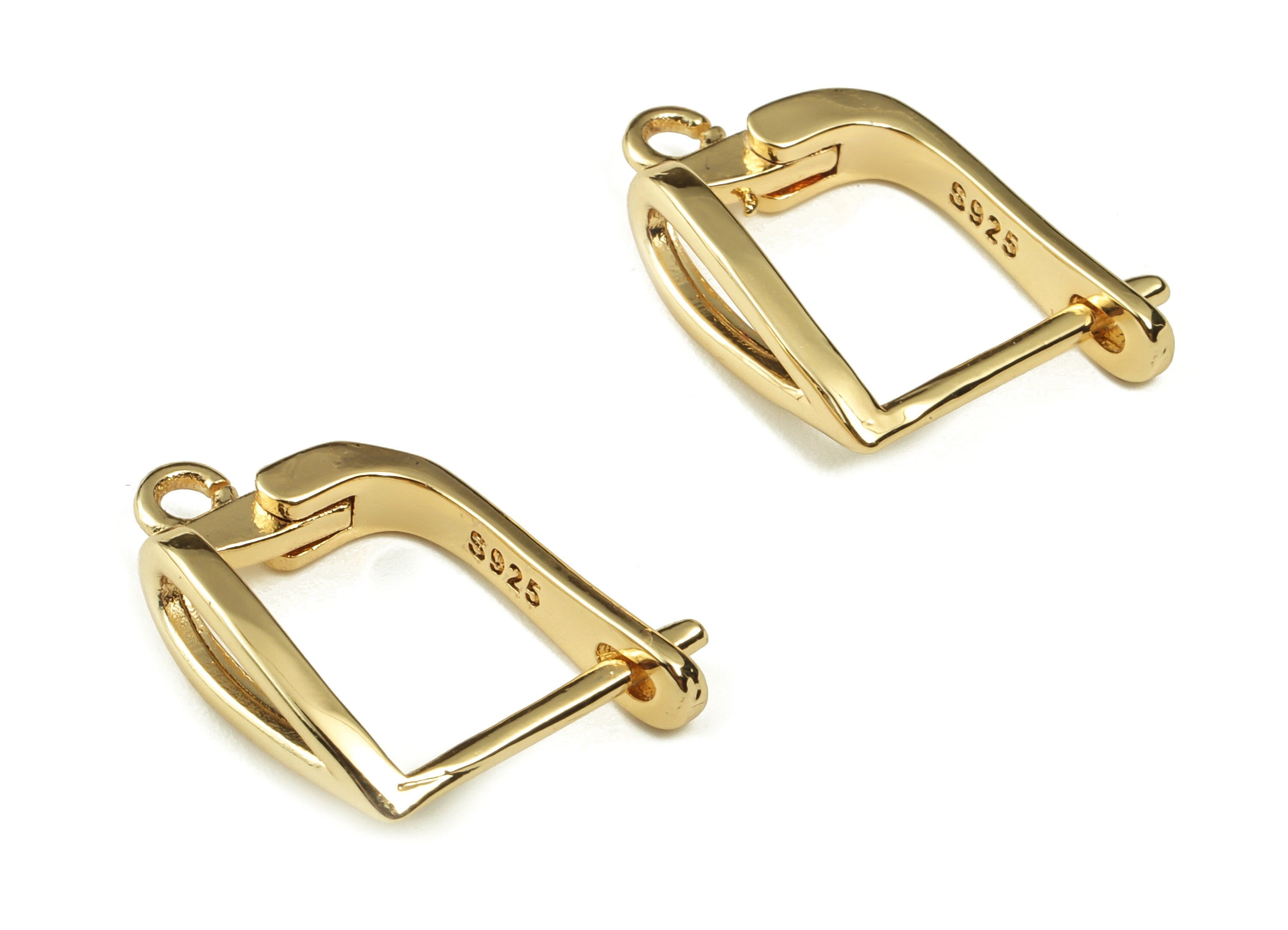 Brass Leverback Earring Clasp - Brass Plain Leverback  - 18K Real Gold Plated Brass - Jewelry Making Supplies - 17.4x12.06x1.44mm - RGP3299 - DOMEDBAZAAR