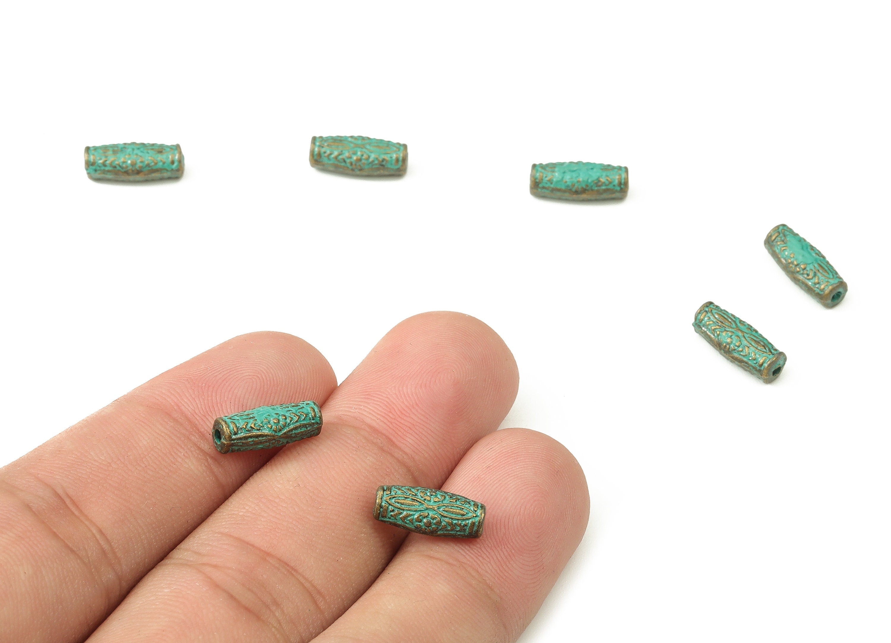Faux Patina Beads - Round Shaped - Alloy Charms - Antique Bronze Tone Necklace - Zinc Alloy Pendant - Jewelry Supplies - 12x5xmm ZZ1113 - DOMEDBAZAAR
