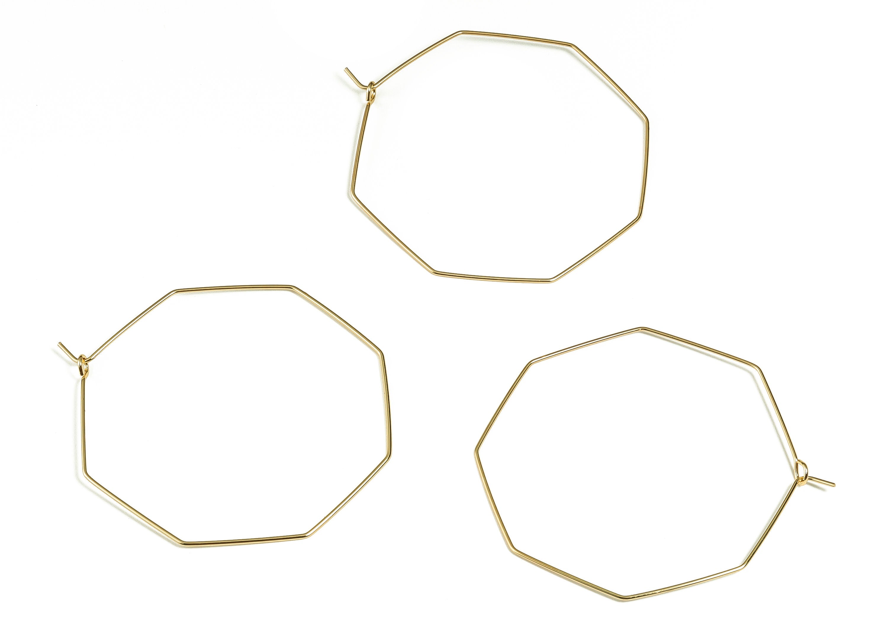 Wire Octagon Charm - Brass Wire Octagon Earring – 18K Real Gold Plated Brass – Jewelry Making Supplies – 59.15x49.54x0.71mm – RGP3230 - DOMEDBAZAAR
