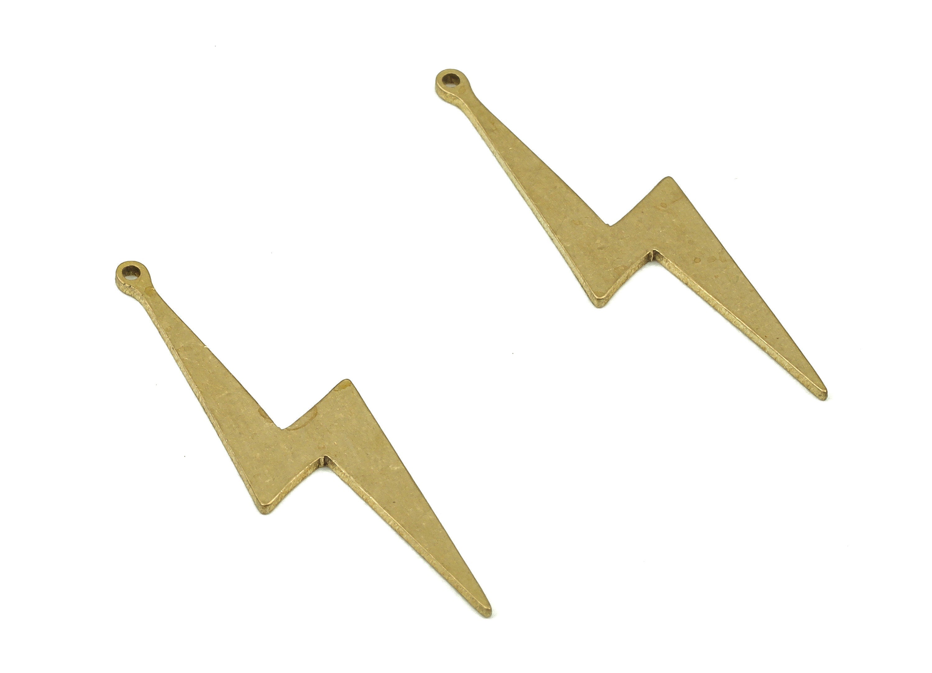 Brass Lightning Bolt Charm - Raw Brass Lightning Charm - Lightning Earring Dangle Charm - Jewelry Making Supplies -25.65x6.86x0.69mm- PP4366 - DOMEDBAZAAR