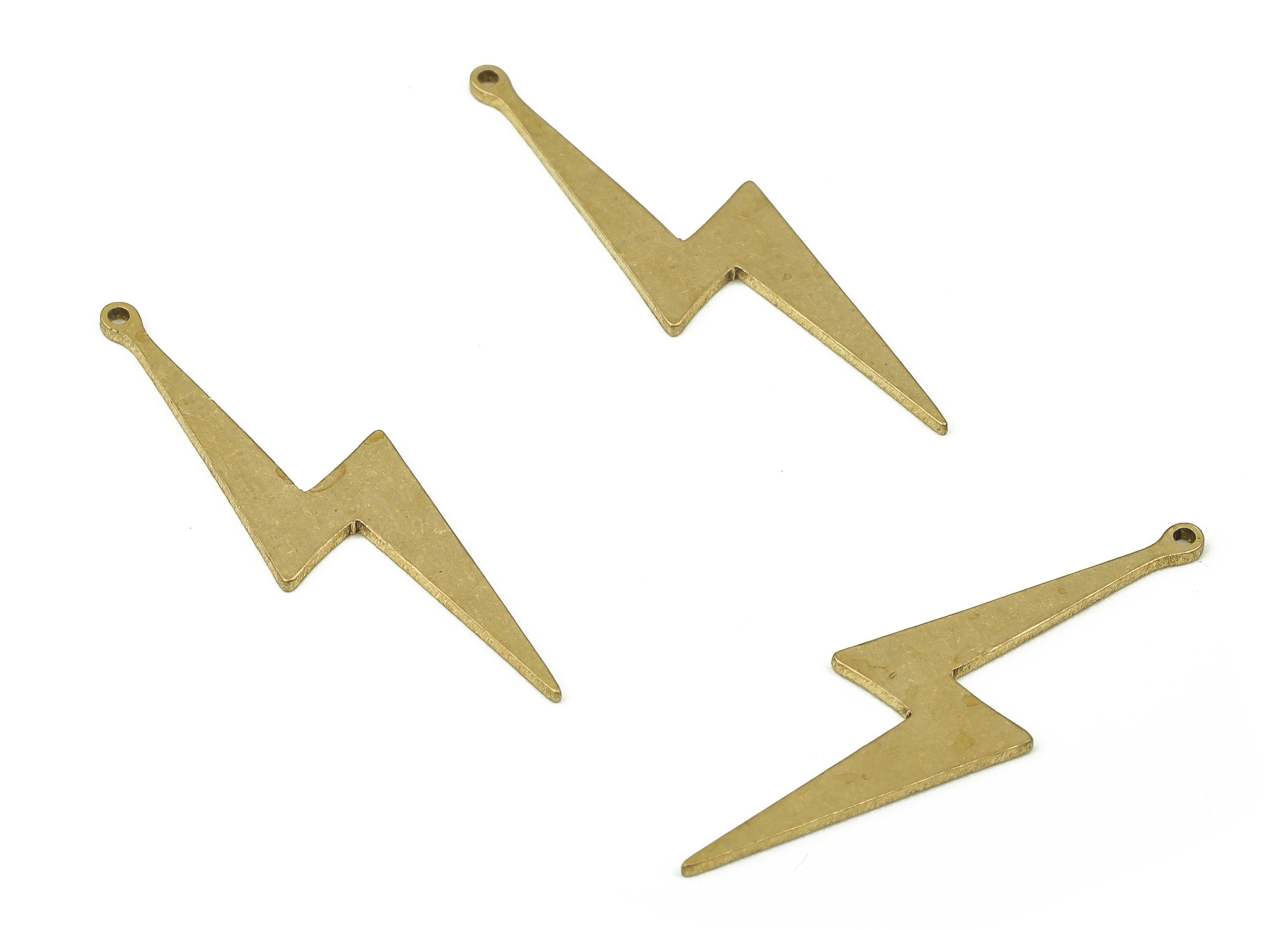 Brass Lightning Bolt Charm - Raw Brass Lightning Charm - Lightning Earring Dangle Charm - Jewelry Making Supplies -25.65x6.86x0.69mm- PP4366 - DOMEDBAZAAR