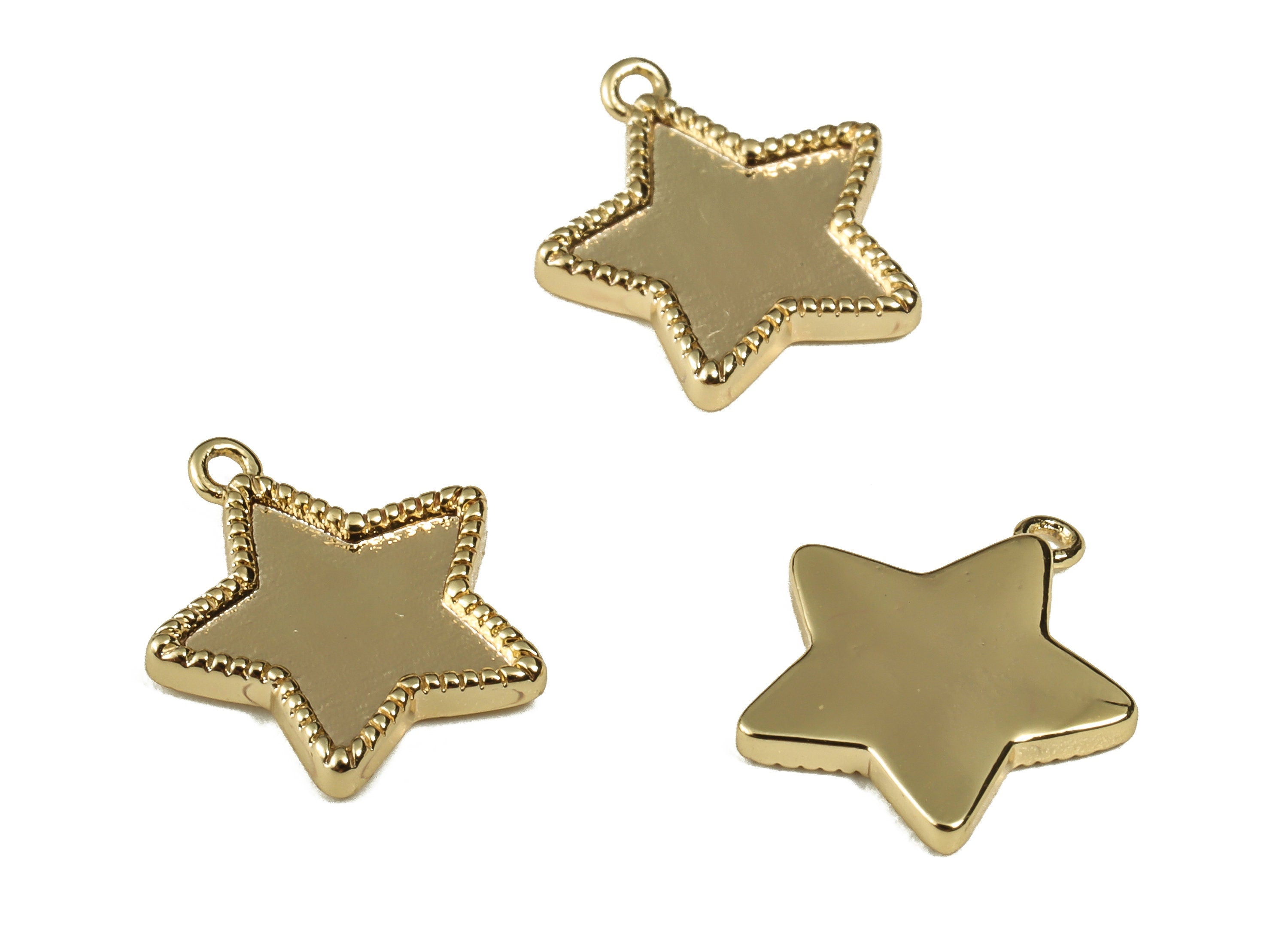 Brass Gold Plated Star Earring Charm – Star Pendant Cham - 18K Real Gold Plated Brass – Jewelry Supplies - 12.21× 11.03×1.6mm - RGP3189 - DOMEDBAZAAR