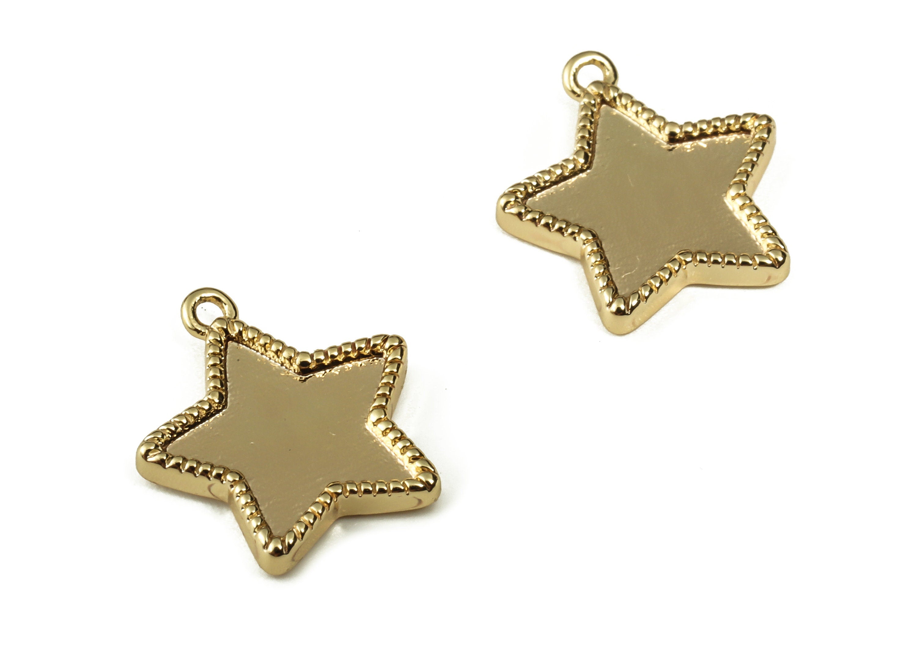 Brass Gold Plated Star Earring Charm – Star Pendant Cham - 18K Real Gold Plated Brass – Jewelry Supplies - 12.21× 11.03×1.6mm - RGP3189 - DOMEDBAZAAR