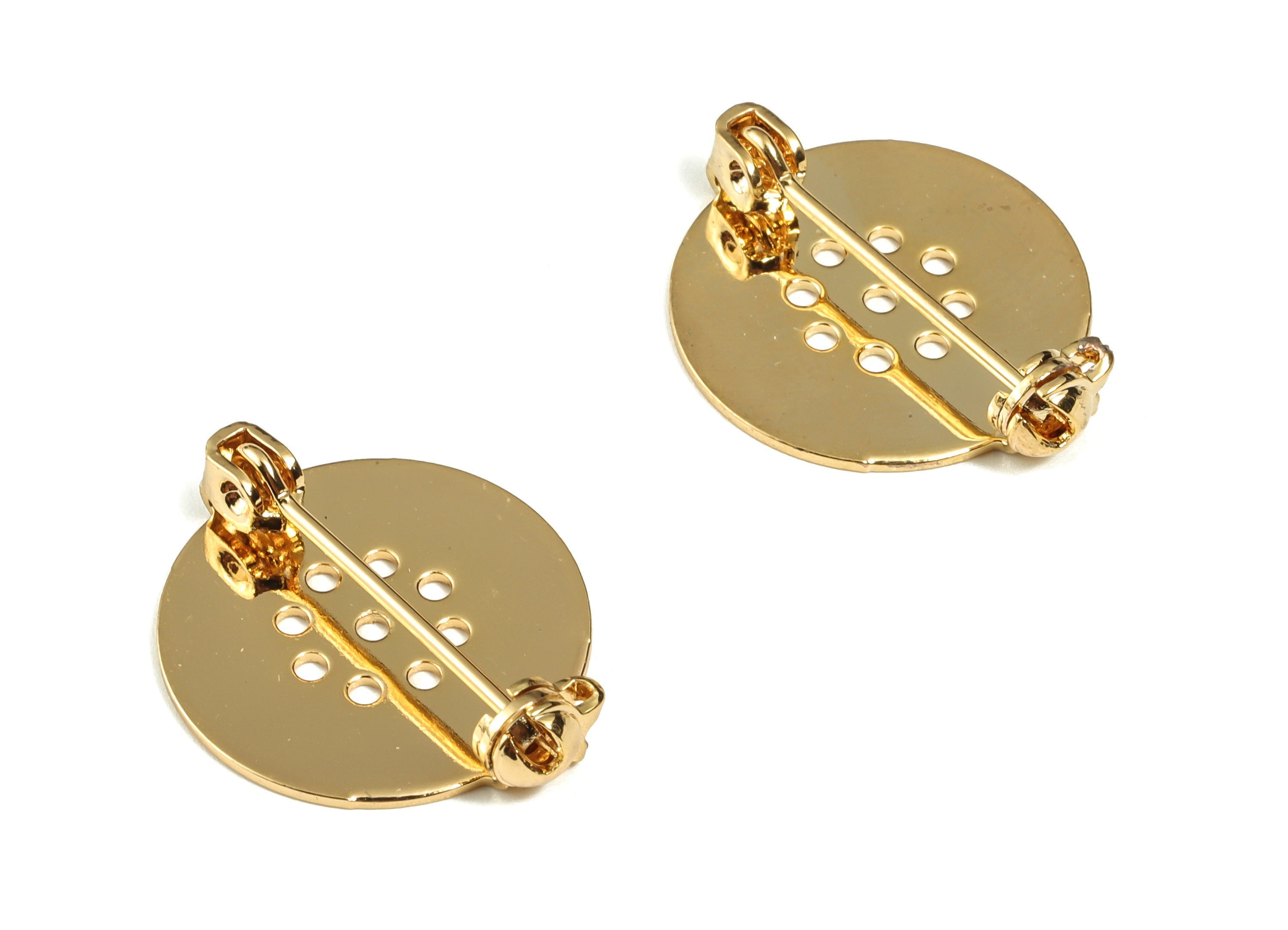Brass Earring Round Earring - Zircon Gold Plated Pendant – 18K Real Gold Plated Brass – Jewelry Supplies - 21.64×17.87×0.71mm - RGP3254 - DOMEDBAZAAR