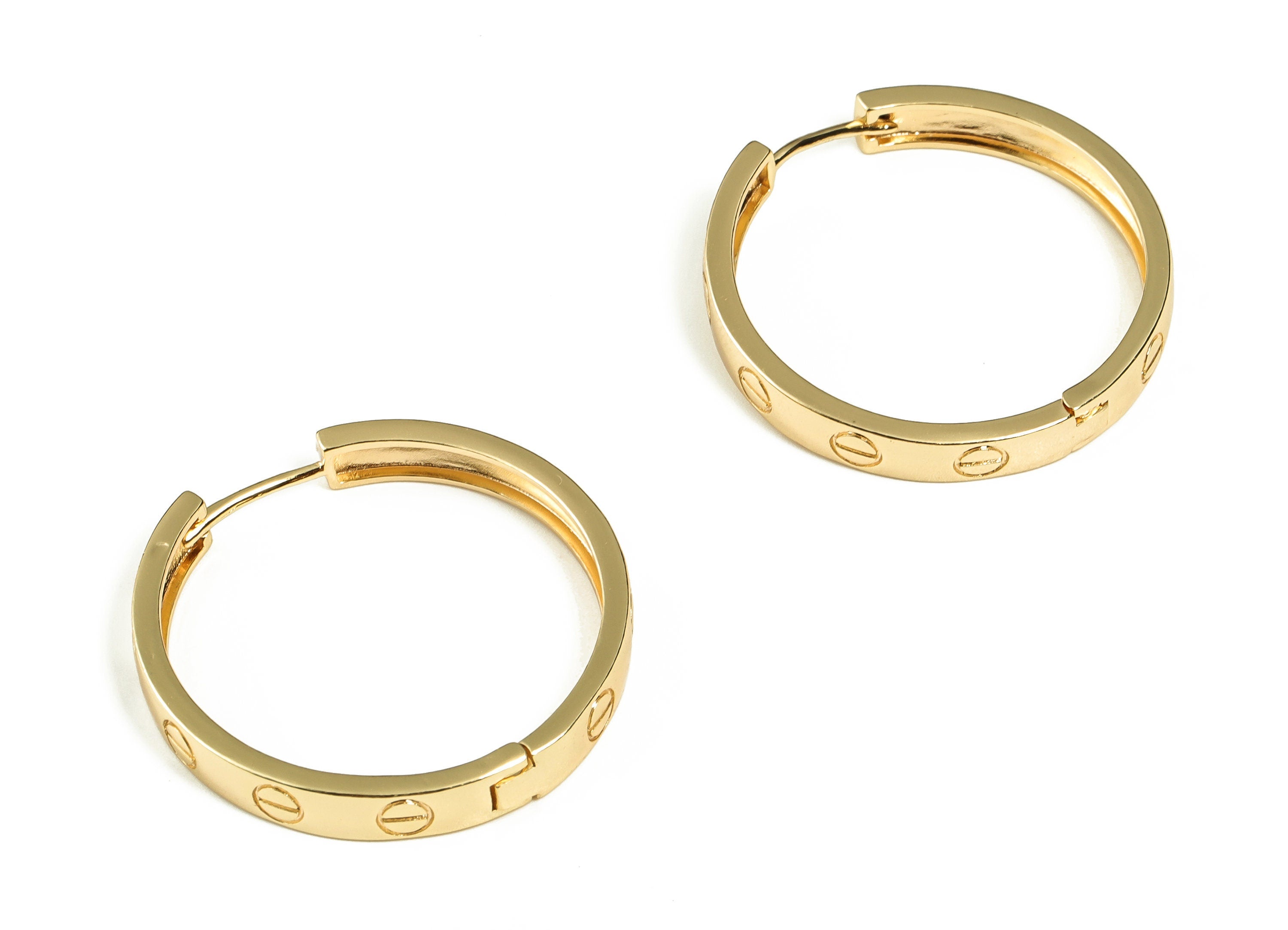 Brass Round Huggie Hoops - Wide Hoop Earrings - Raw Brass Earrings - Small Hoop Earrings - 18k Gold Plated Brass -29.8x29.21x1.86mm- RGP3260 - DOMEDBAZAAR