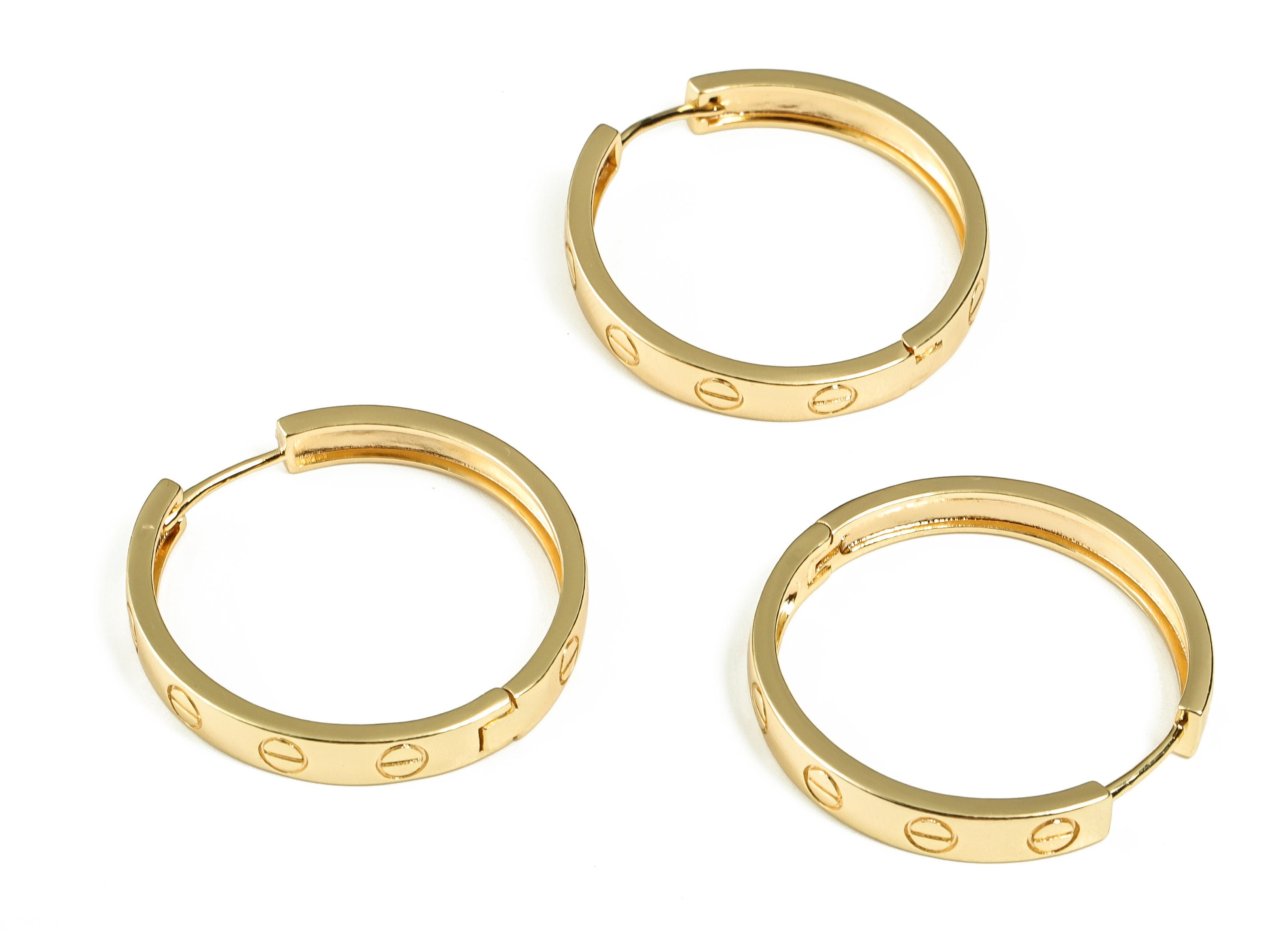 Brass Round Huggie Hoops - Wide Hoop Earrings - Raw Brass Earrings - Small Hoop Earrings - 18k Gold Plated Brass -29.8x29.21x1.86mm- RGP3260 - DOMEDBAZAAR