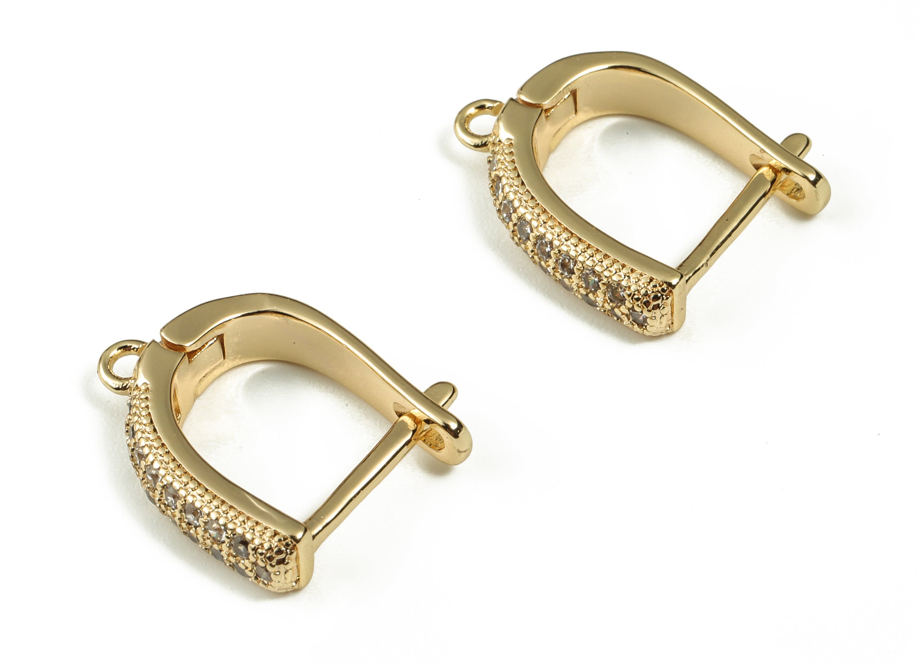 Brass Hoop Earrings – Zircon Earring Stud – DIY Earring Findings – 18k Gold Plated Brass Lever back Earrings -15.26×12.79×2.75mm - RGP3290 - DOMEDBAZAAR
