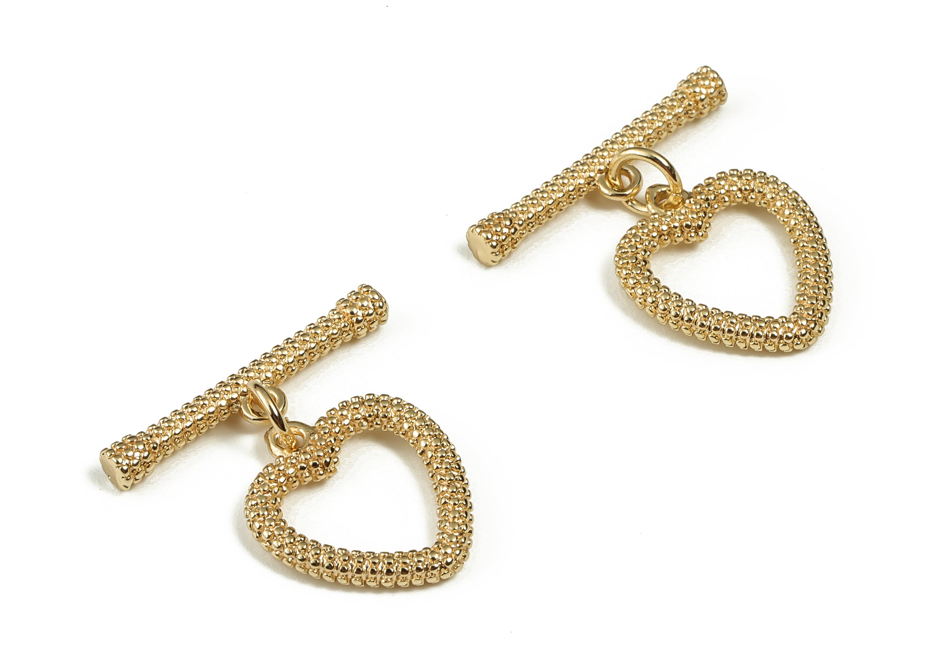 Brass Toggle Clasp - Brass Heart Toggle Clasp – Brass Plated Heart Toggle Clasp – 18K Real Gold Plated Brass - 21.23x20.19x2.84mm - RGP3240 - DOMEDBAZAAR