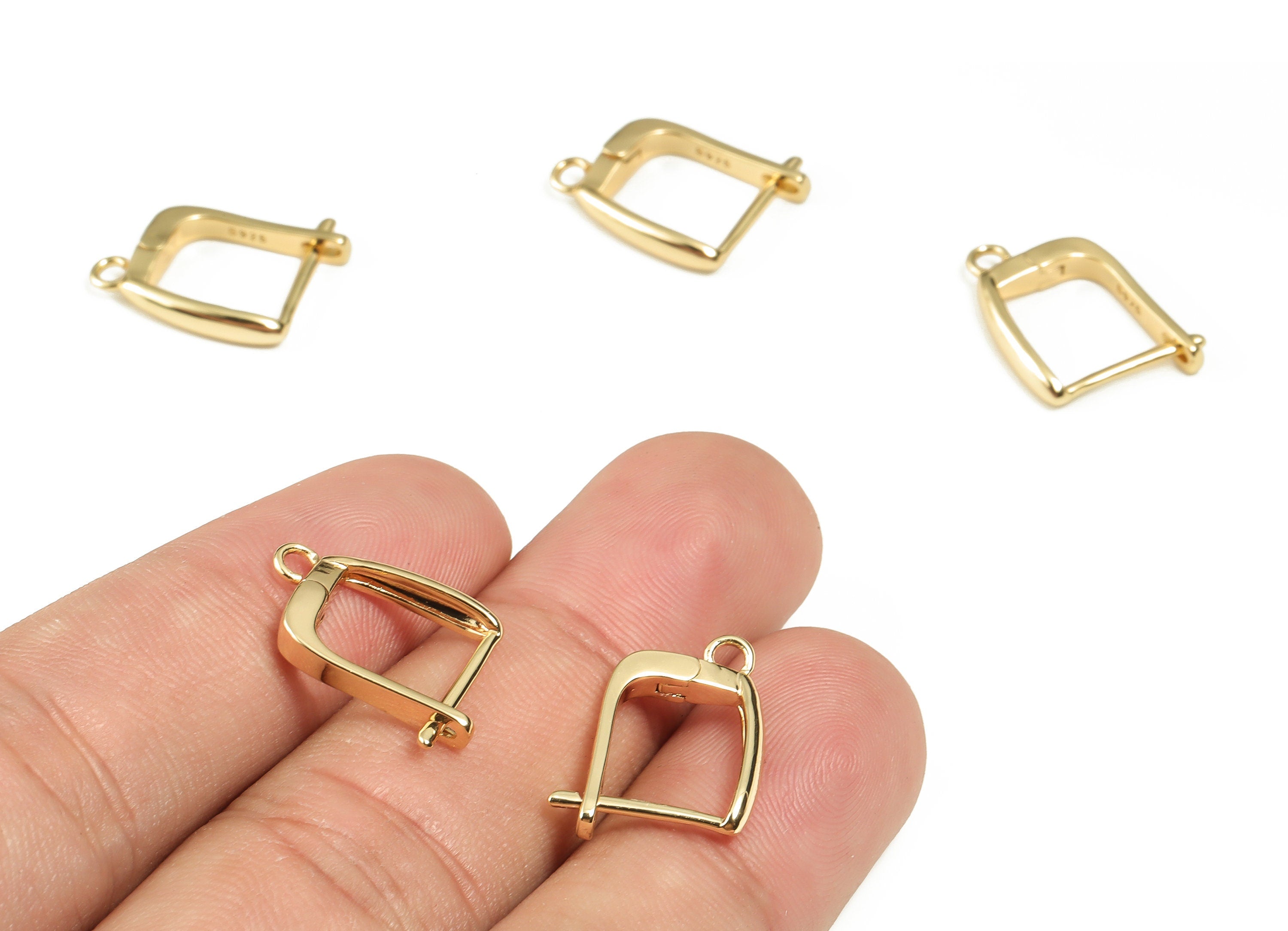 Brass Stud Earrings – Brass Stud Earrings Finding With Hole Loop – 18K Real Gold Plated Brass - Jewelry Supplies - 18.2x12.5x1.1mm - RGP3255 - DOMEDBAZAAR