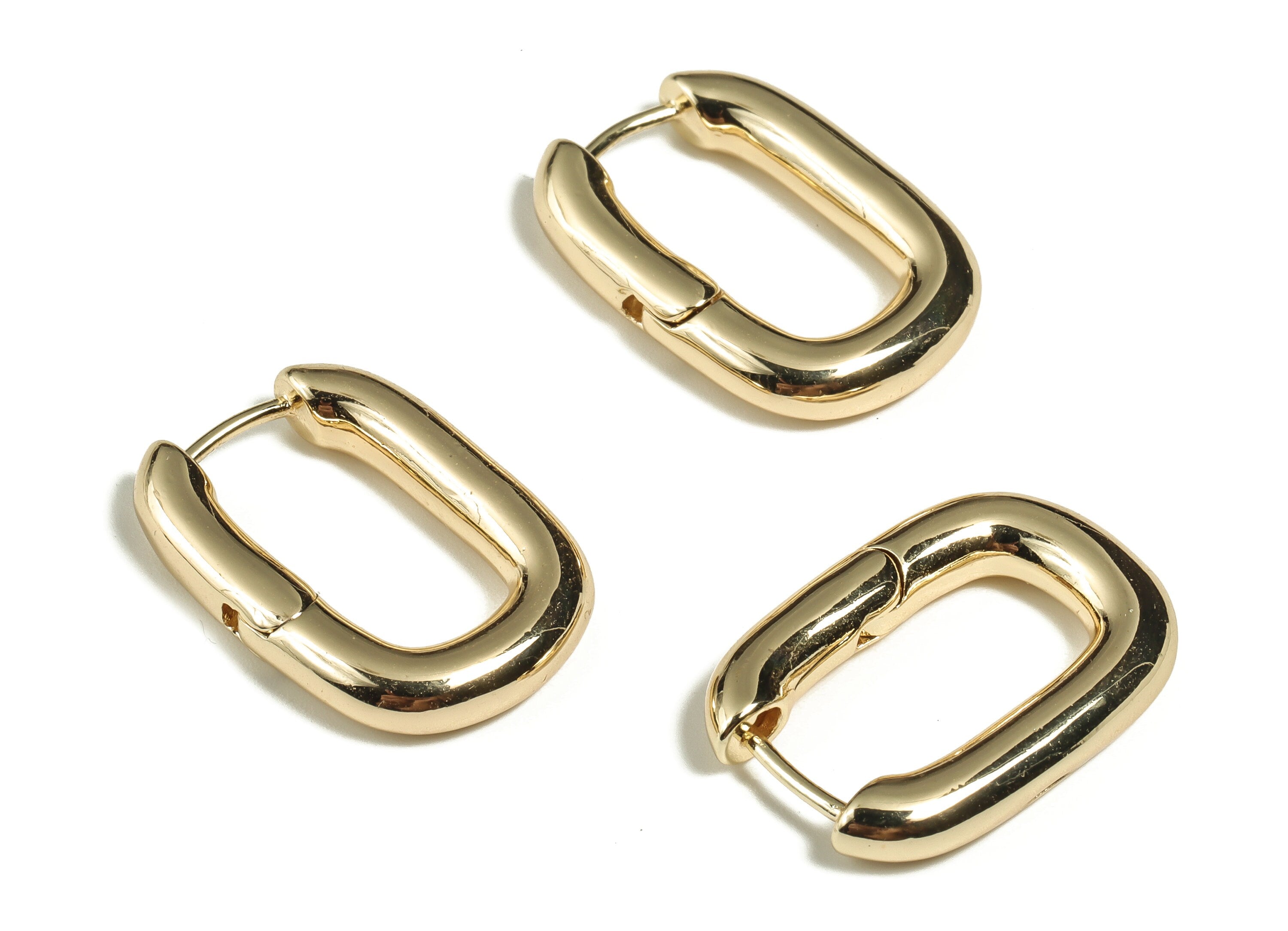 Brass Earring Round Huggie - Zircon Earring Hoop Huggie – 18K Real Gold Plated Brass - Earring Findings - 21.78×15.28×3.73mm - RGP3238 - DOMEDBAZAAR
