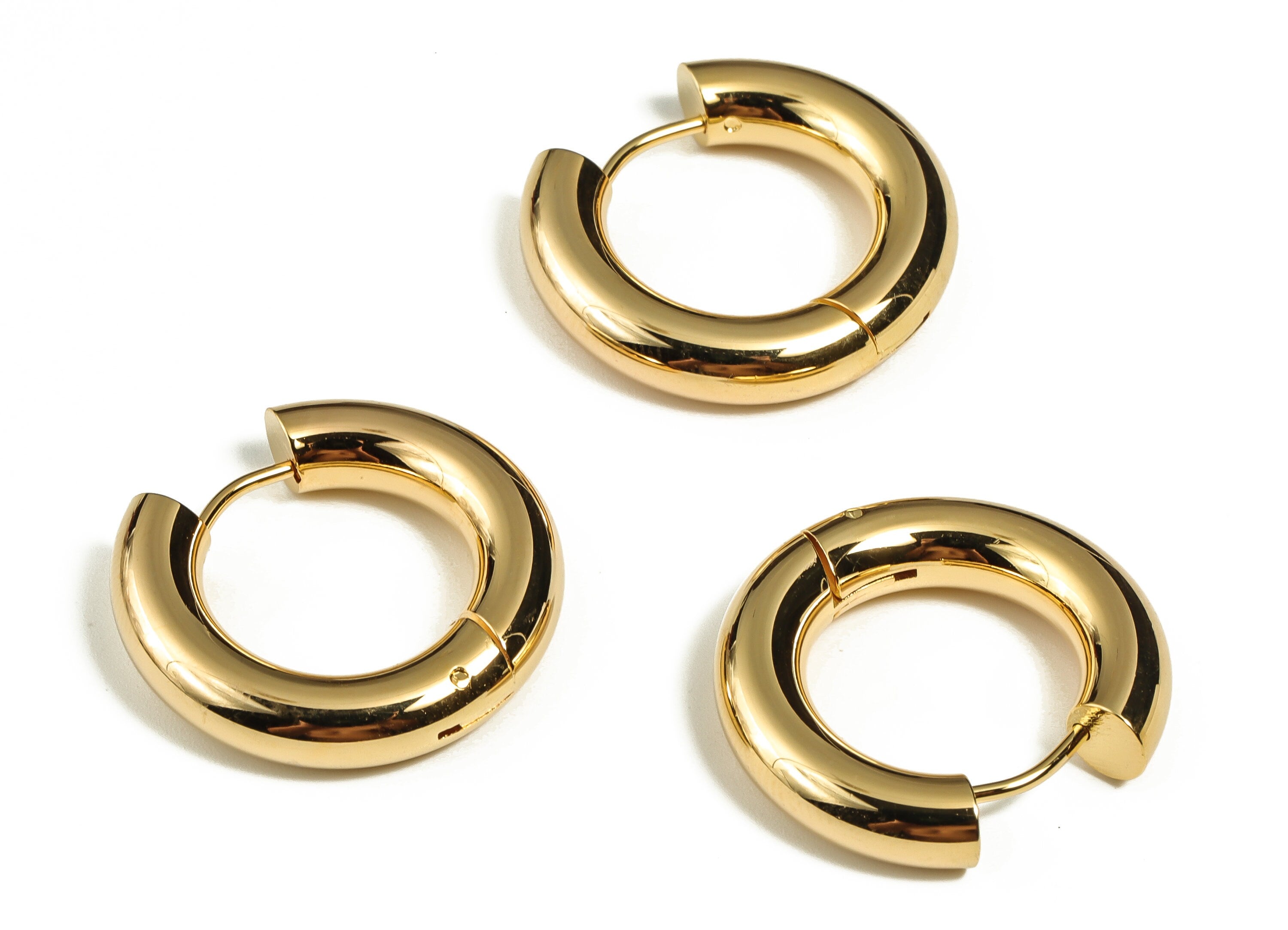 Brass Round Hoop Earrings - Brass Round Hoop Studs - 18k Real Gold Plated Brass Hoops -Jewelry Making Supplies -24.51x22.87x5mm- RGP3065 - DOMEDBAZAAR